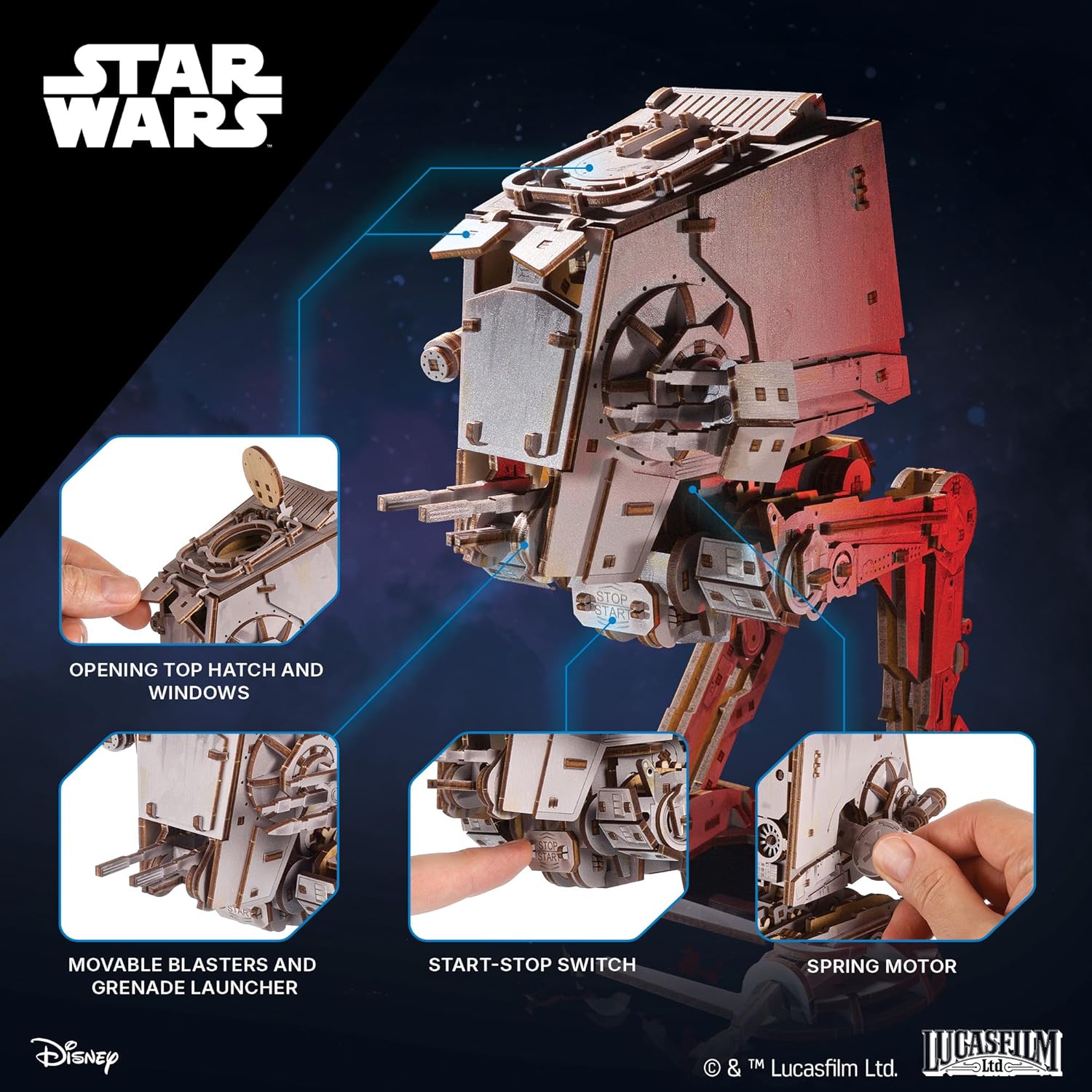 Ugears Star Wars™ AT-ST Walker™ Puzzle 3D Legno - immagine 3