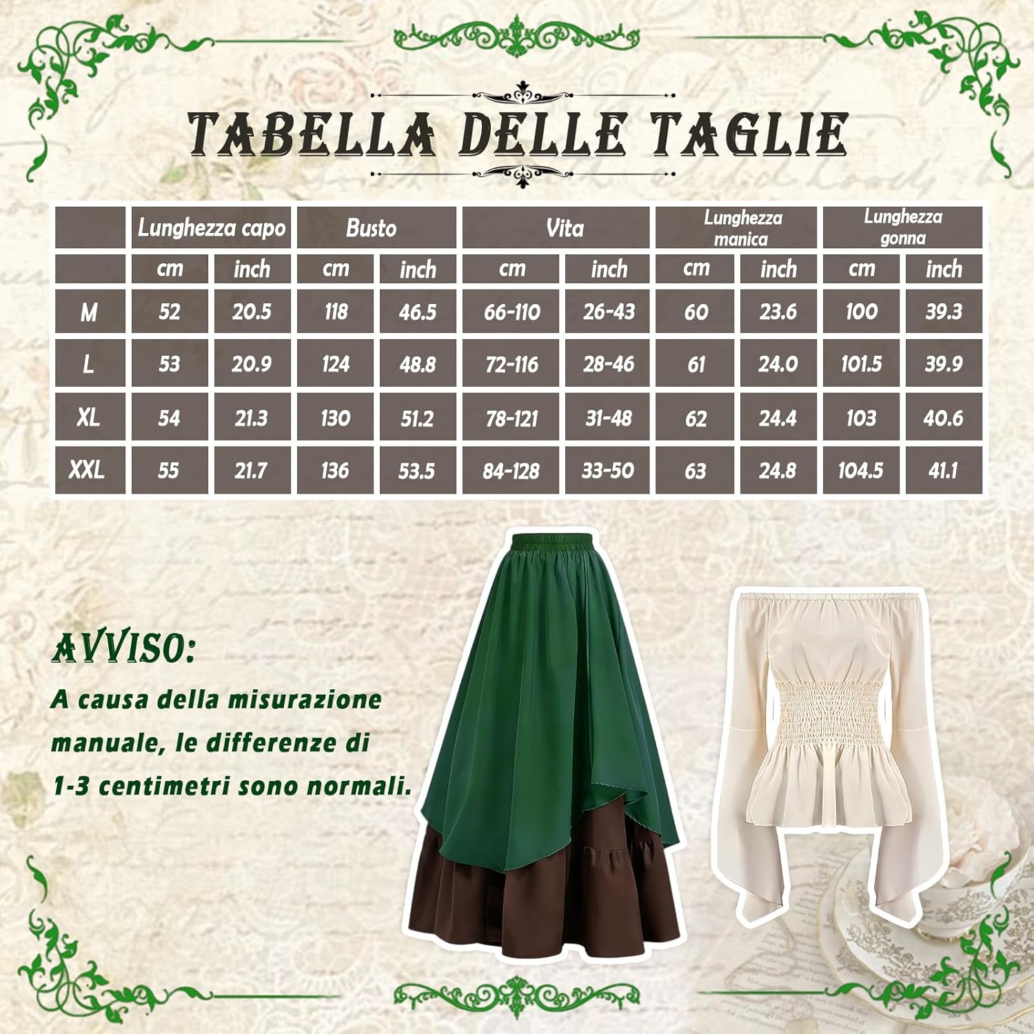 Travestimento Medievale Donna Kit Rinascimentale - immagine 2