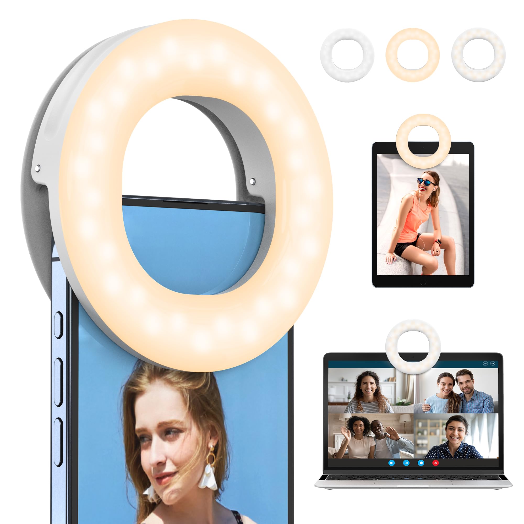 Selfie Ring Light Ricaricabile Clip-on 48 LED