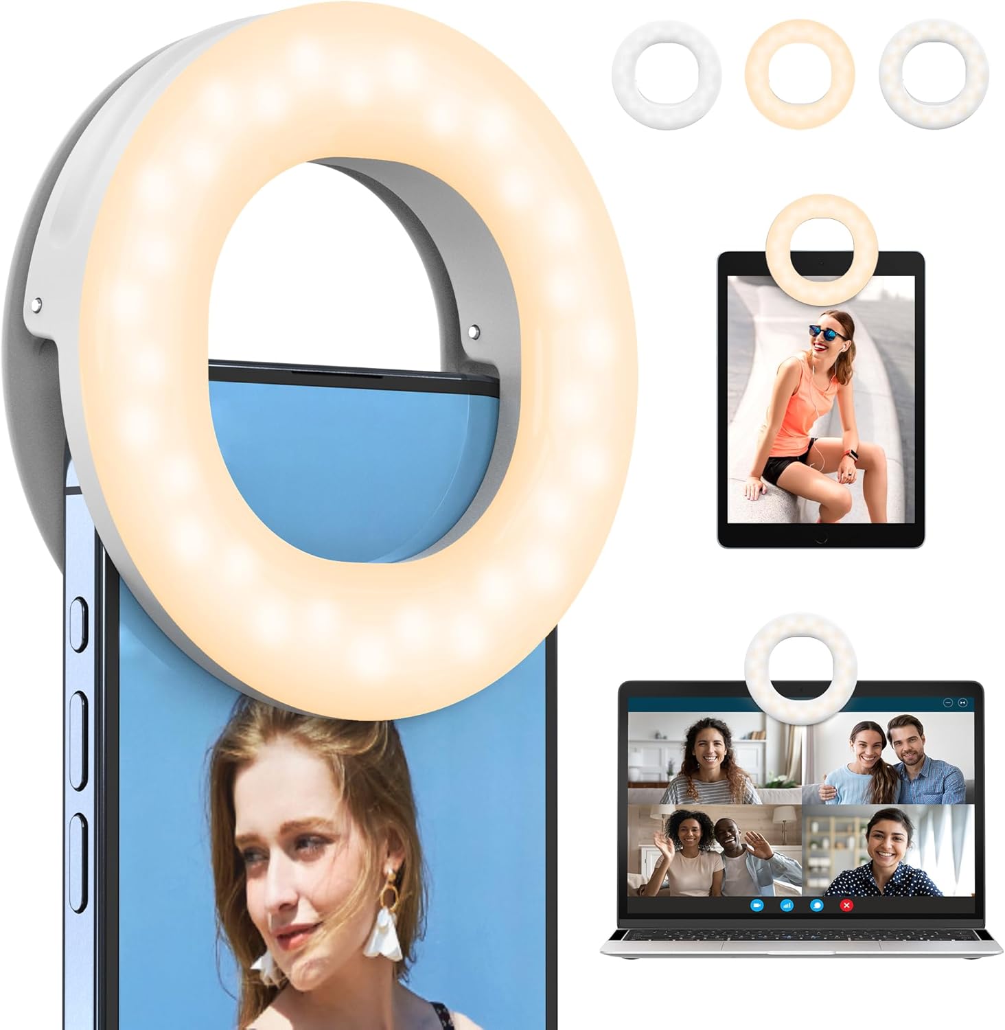 Selfie Ring Light Ricaricabile Clip-on 48 LED - immagine 1