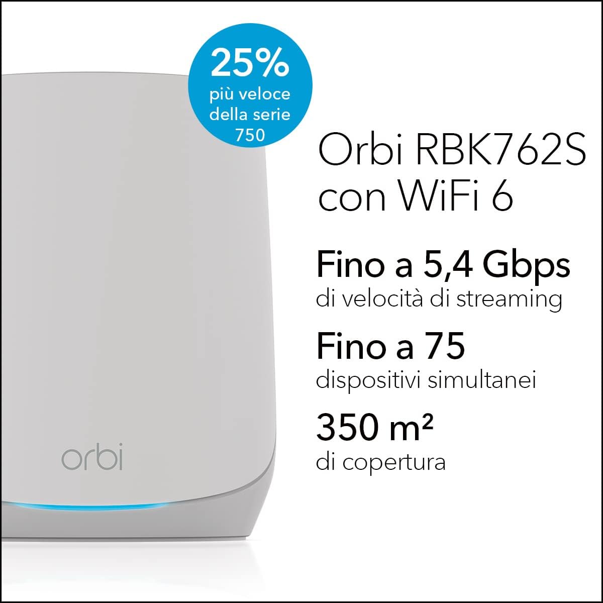 Netgear Orbi Tri-Band WiFi 6 Rete Mesh (RBK762S) - immagine 2