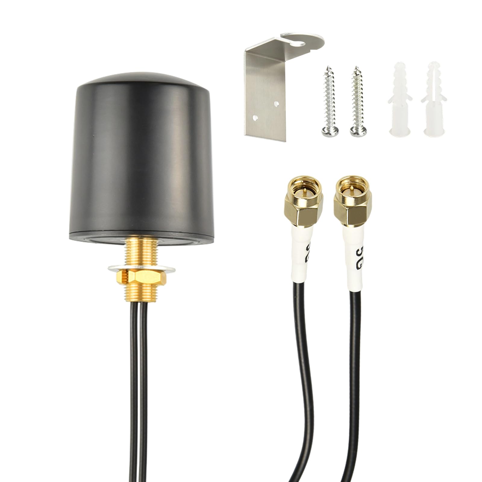 Antenna Esterna 4G 5G MIMO Omnidirezionale 600-6000 MHz 5 dBi con 5m Cavo Coassiale LOW LOSS e Connettori Dual-SMA, per Fibra Mobile, Router 4G/5G, WiFi, IoT, Casa e Ufficio