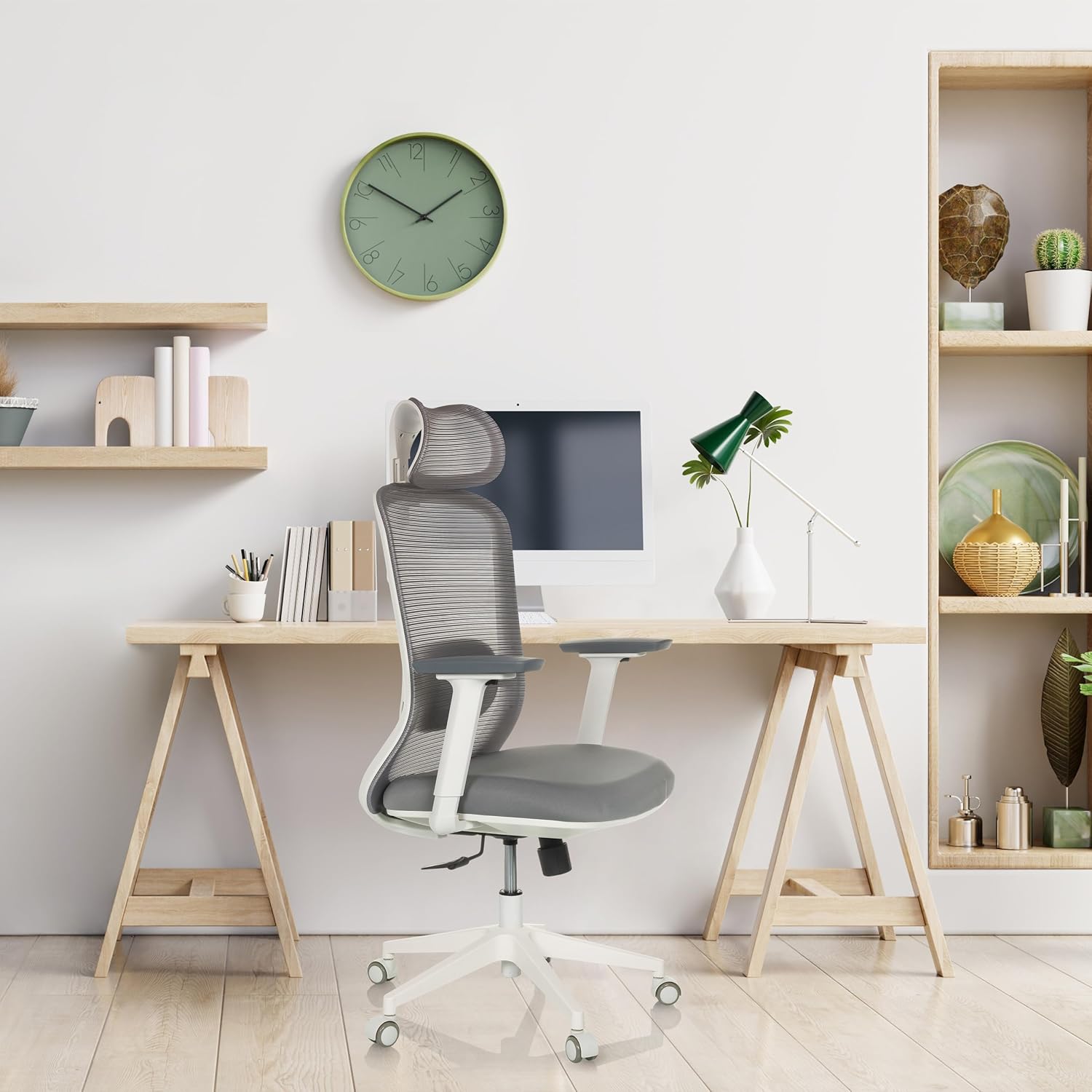 MIKEO G Sedia Ergonomica Ufficio Girevole, Grigio - immagine 2