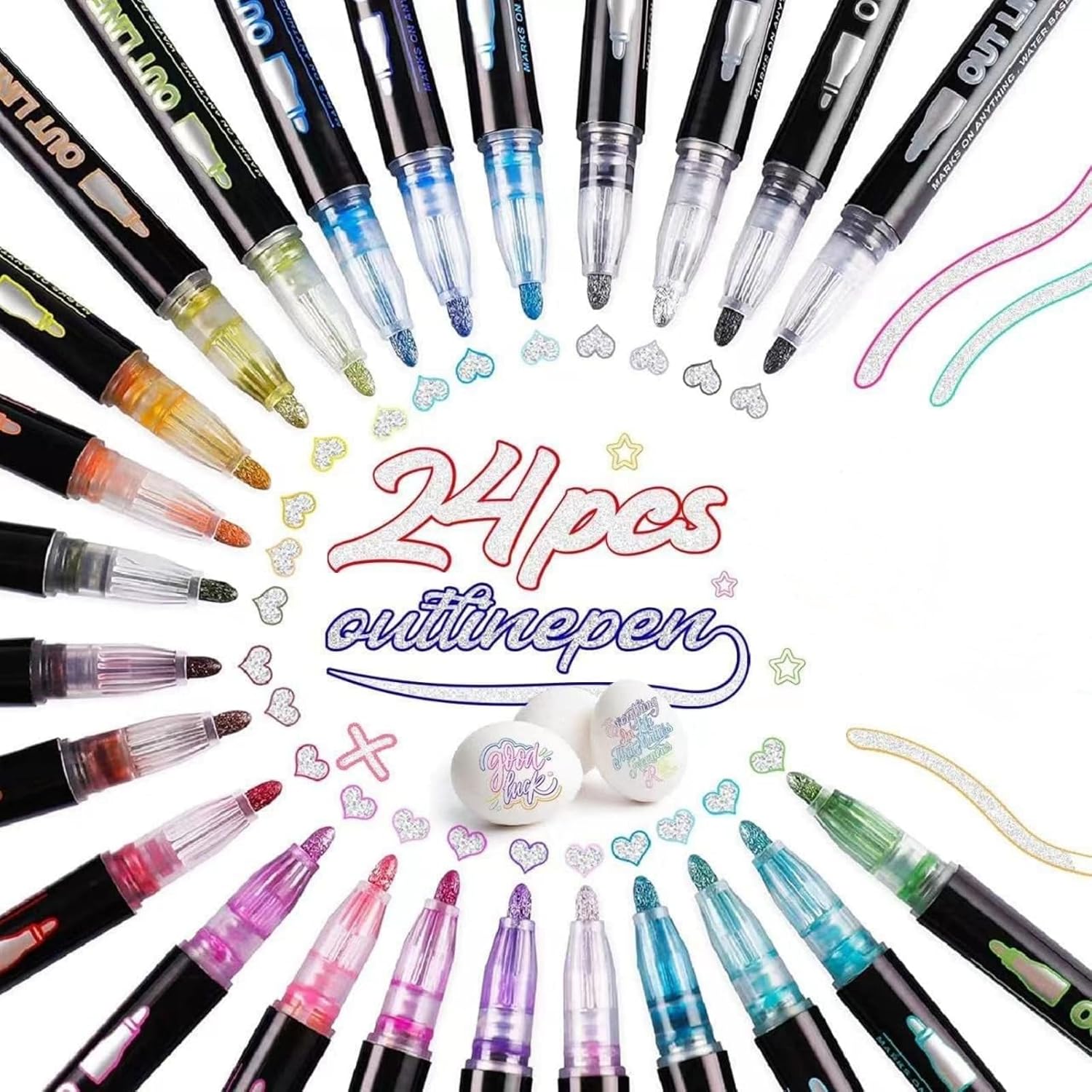 Toviki 24 Penne Glitterate Colorate - immagine 1