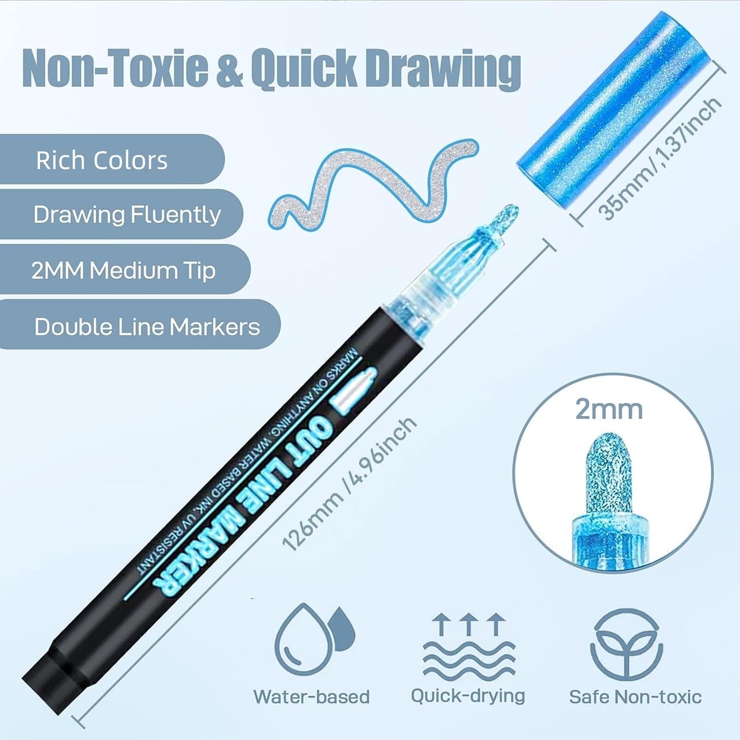 Toviki 24 Penne Glitterate Colorate - immagine 3