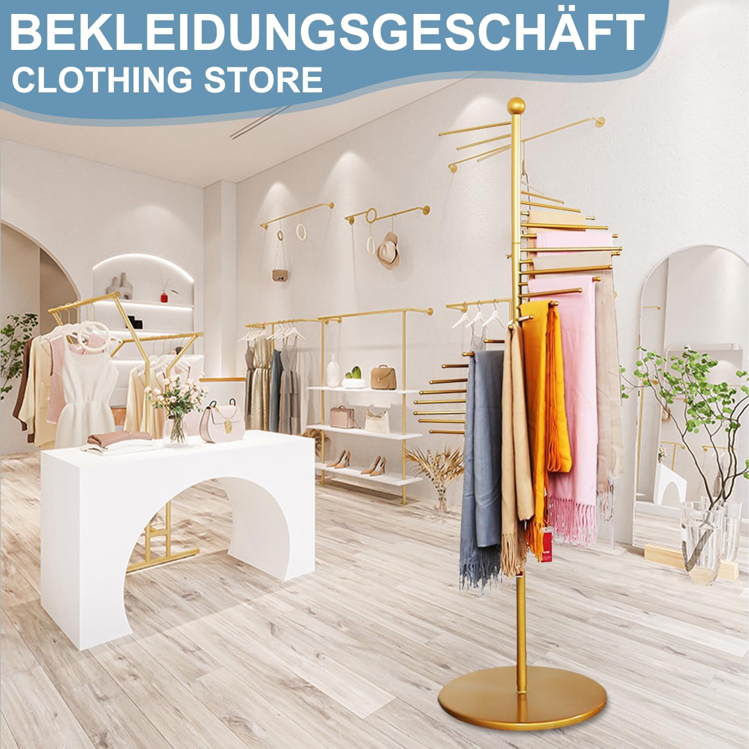 Simdennr Supporto per Sciarpe a Spirale 170x42 cm, Oro - immagine 6