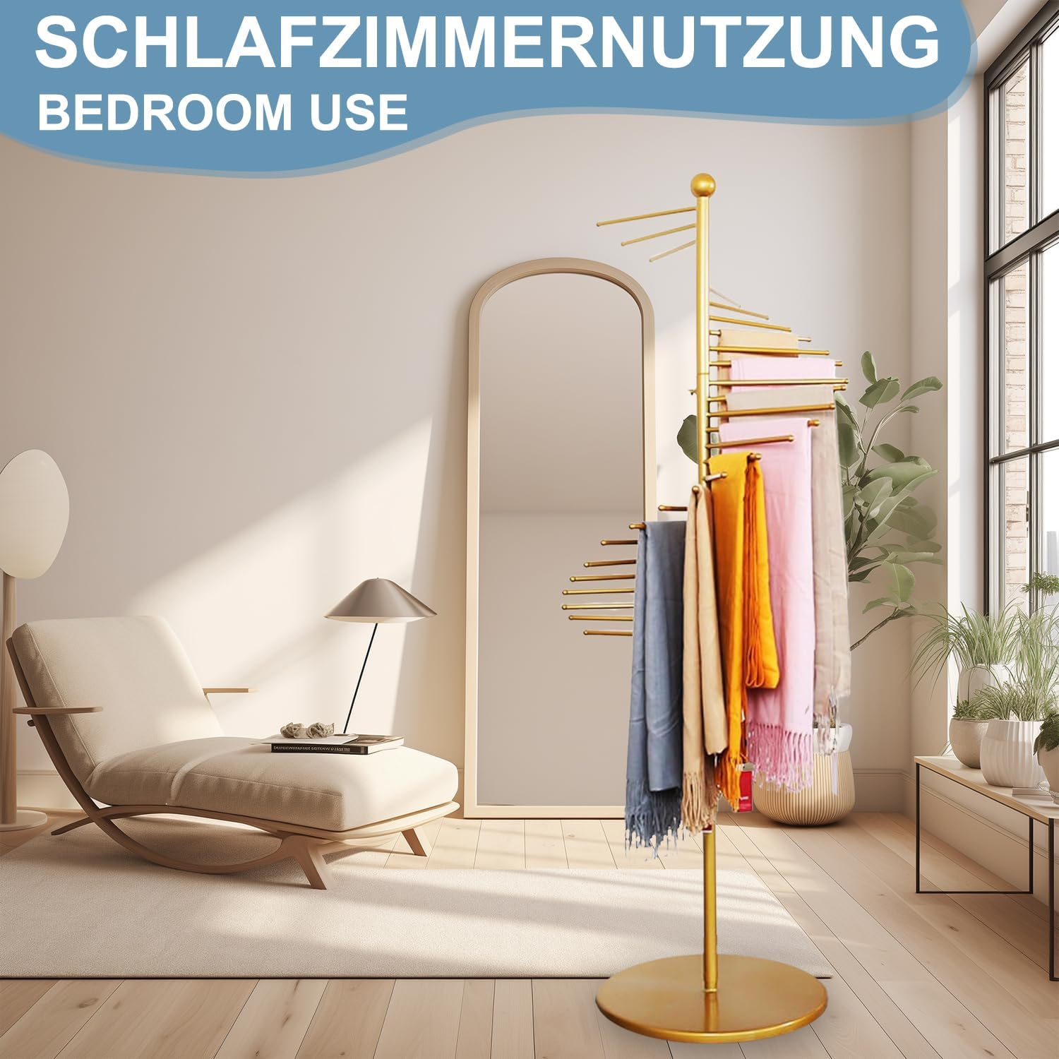 Simdennr Supporto per Sciarpe a Spirale 170x42 cm, Oro - immagine 7