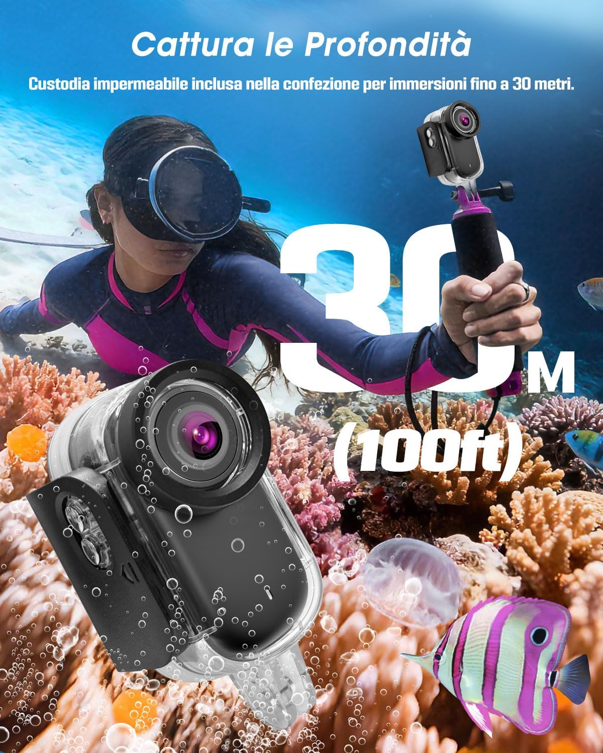 Action Cam 4K Mini Body Cam con SD 64GB - immagine 4