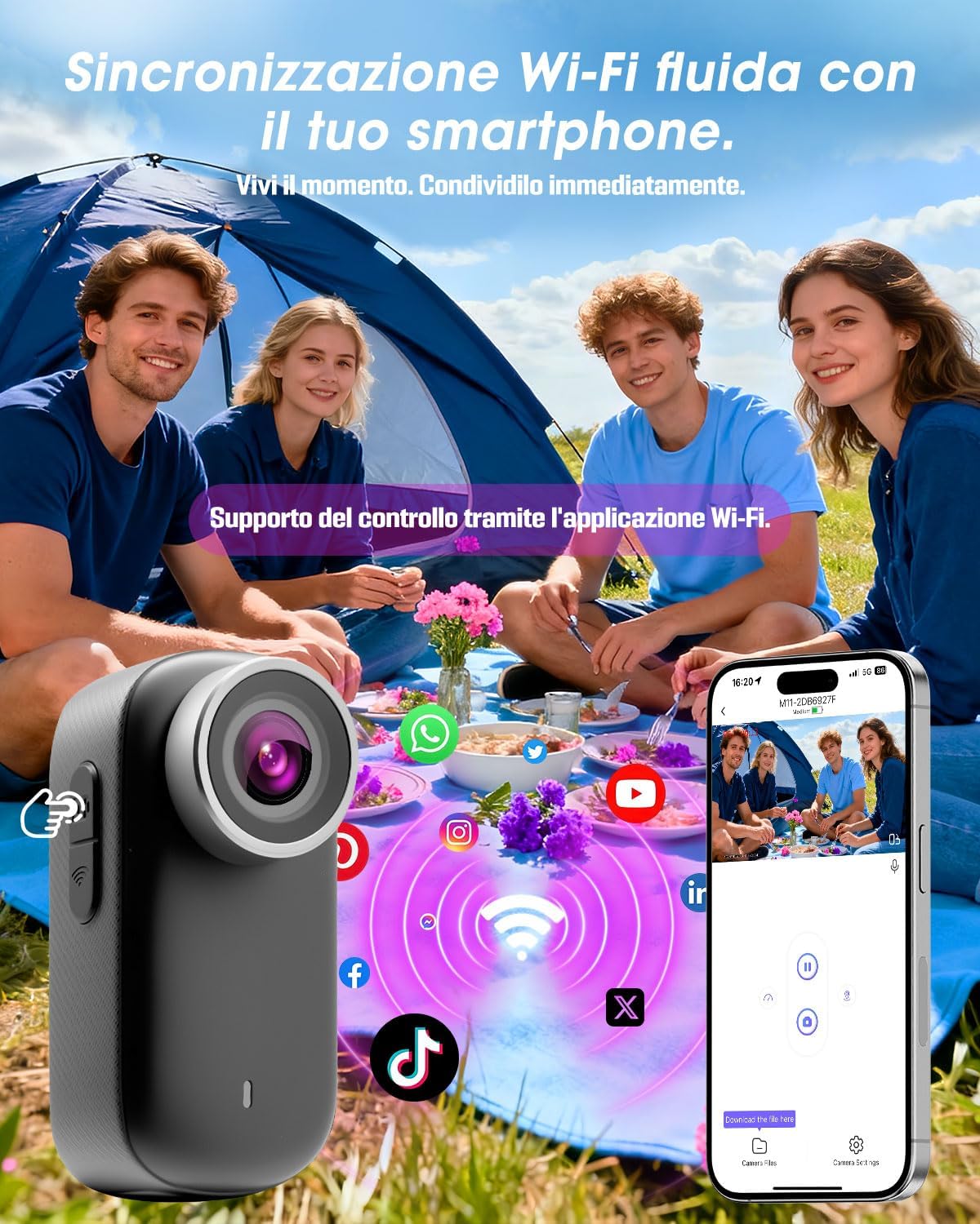 Action Cam 4K Mini Body Cam con SD 64GB - immagine 5