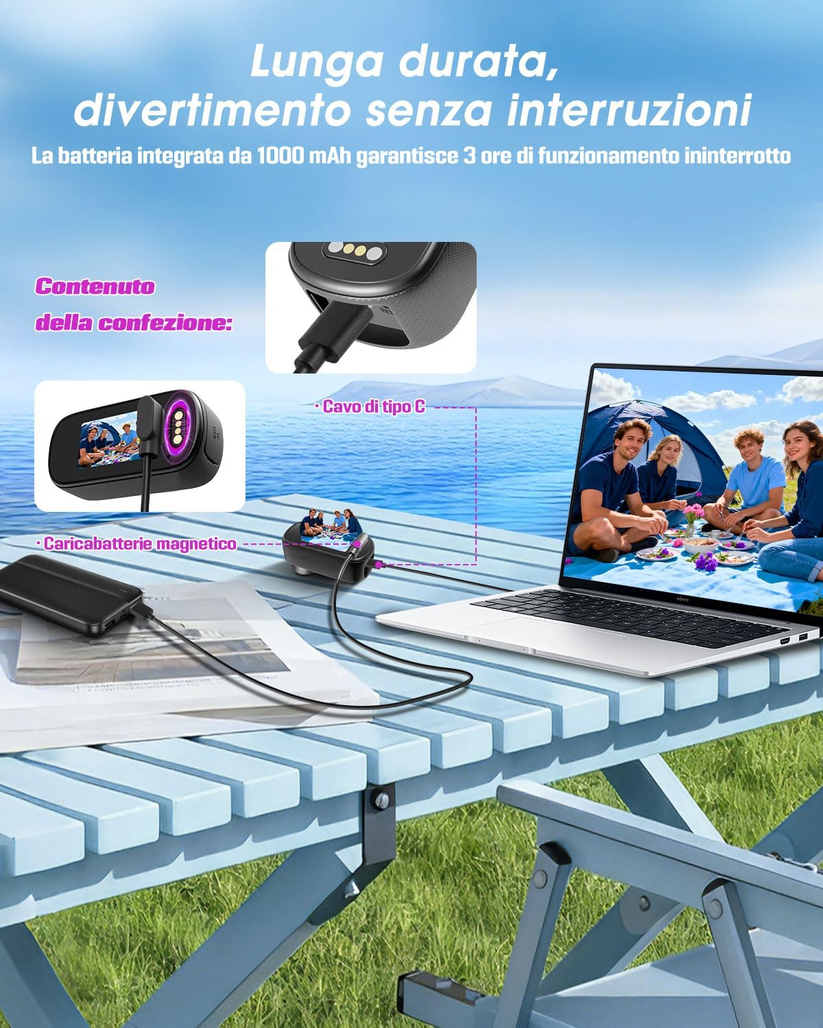 Action Cam 4K Mini Body Cam con SD 64GB - immagine 6