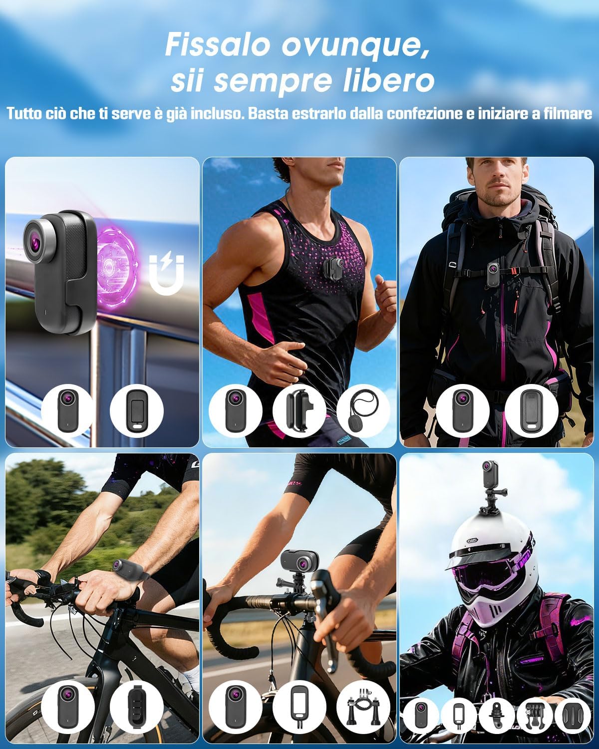 Action Cam 4K Mini Body Cam con SD 64GB - immagine 7