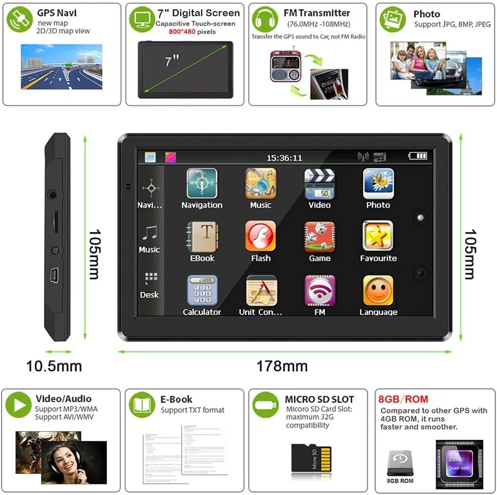 Navigatore Satellitare 7 Pollici Touchscreen 8GB - immagine 2