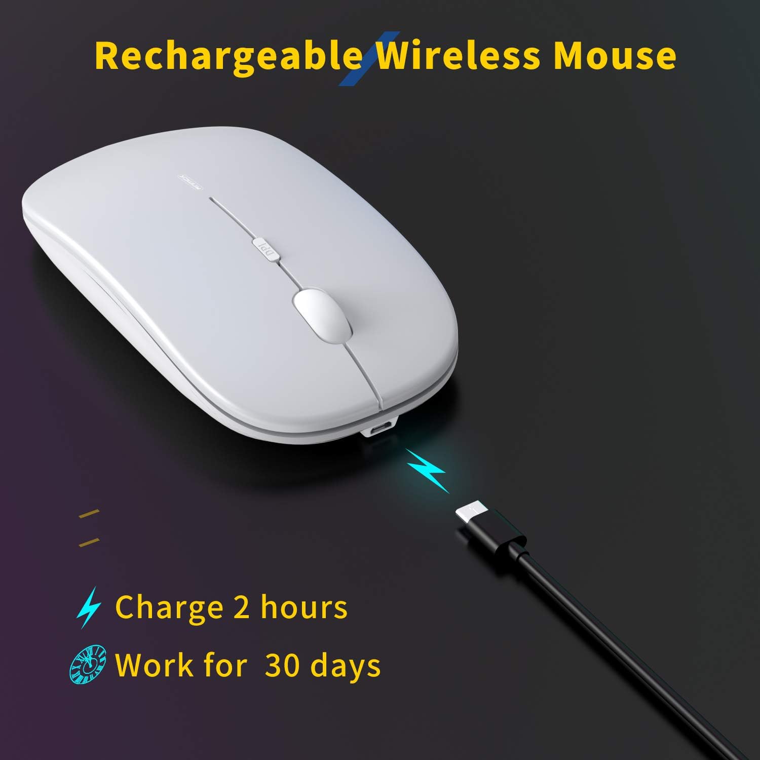 Anmck Mouse Wireless Silenzioso USB Ricaricabile - immagine 3