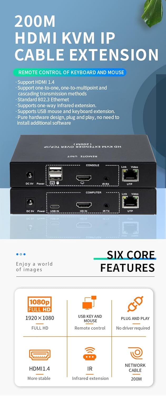 Extender HDMI KVM 200M IP 1080P - immagine 5
