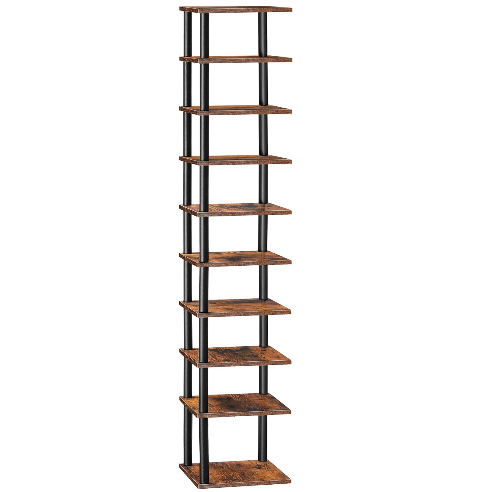 Hoobro Scarpiera 10 Livelli, Marrone Vintage e Nero