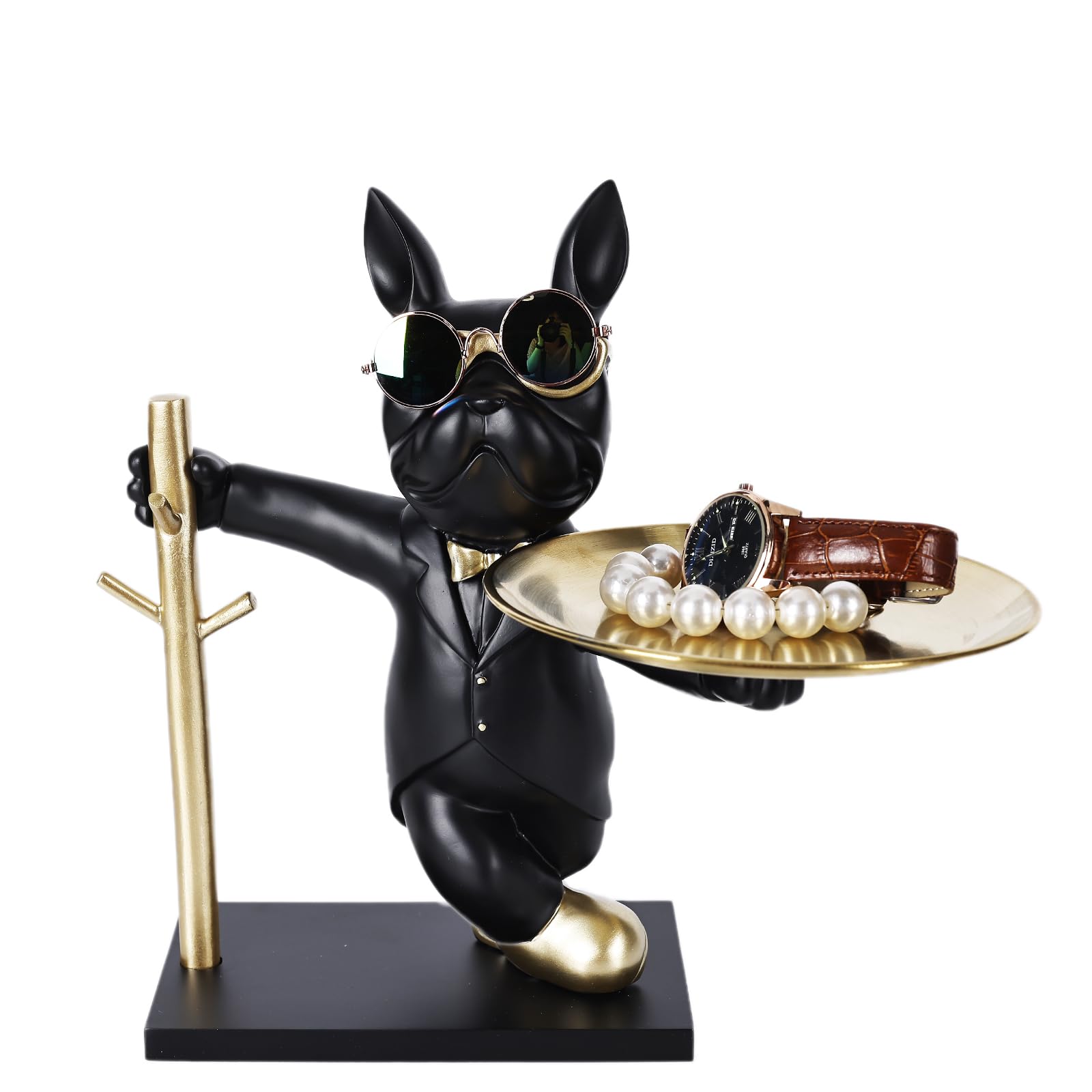 Suruim Statua Vassoio Bulldog Francese - Nero