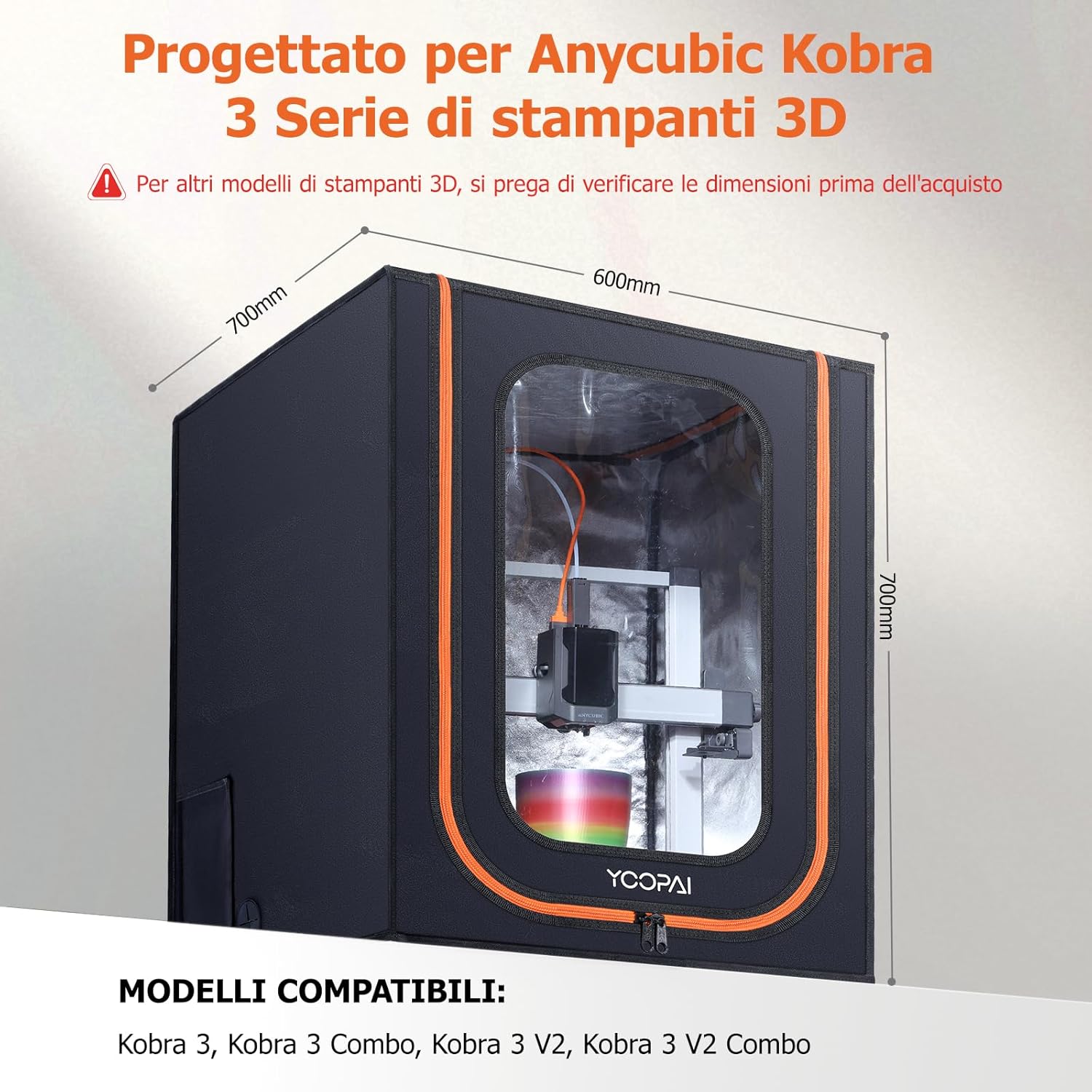 Yoopai Custodia Stampante 3D con Luci LED - immagine 2