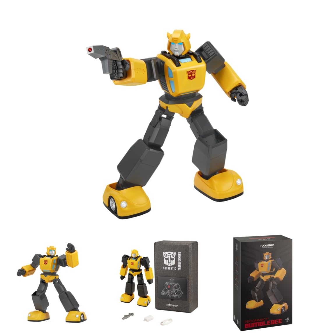 Robosen Authentic G1 Bumblebee Transformers Figura d'Azione: Robot interattivo, controllato vocalmente, programmabile con movimento adattivo, luci LED, suoni originali G1