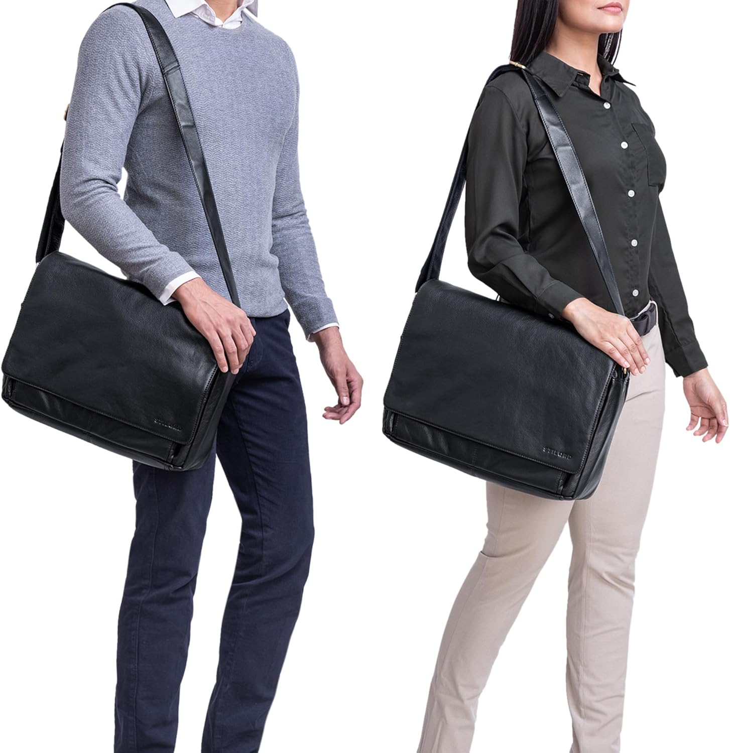 STILORD 'Tom' Borsa Messenger Vintage in Vera Pelle - immagine 2