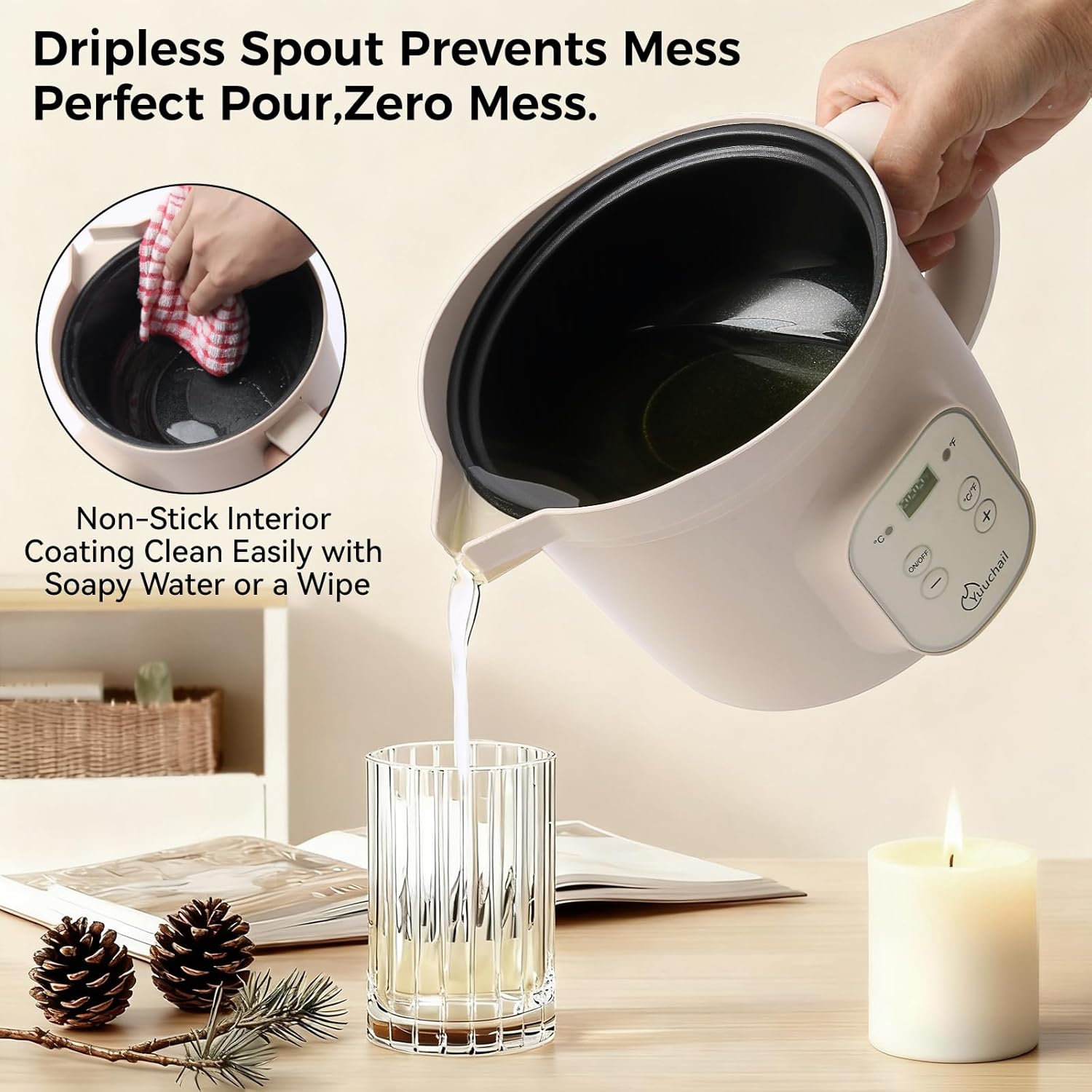 Yuuchail Sciogli Cera Elettrico 1.5L con Display Digitale - immagine 4