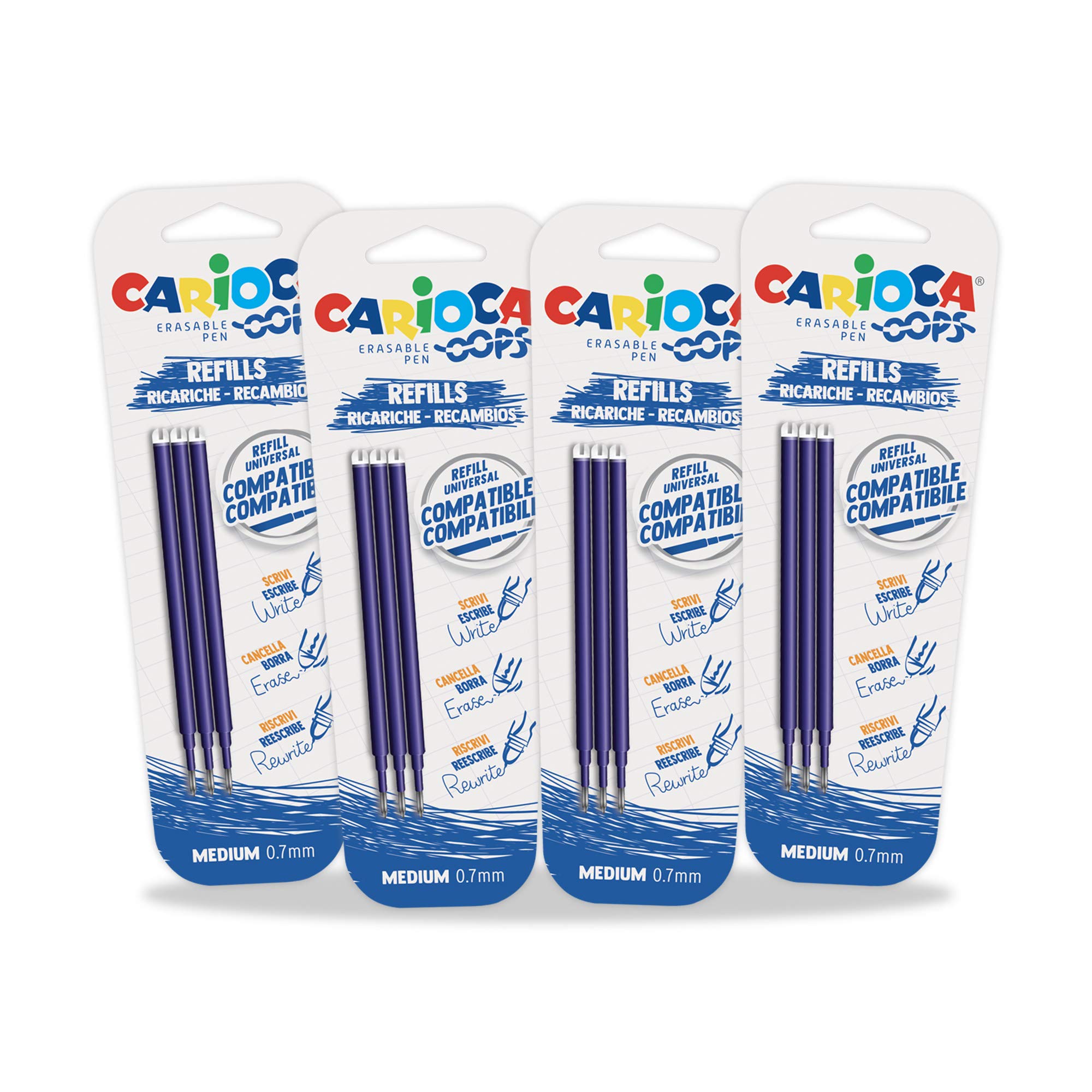Carioca Oops - Ricarica Penne Cancellabili Blu, 12 Pezzi