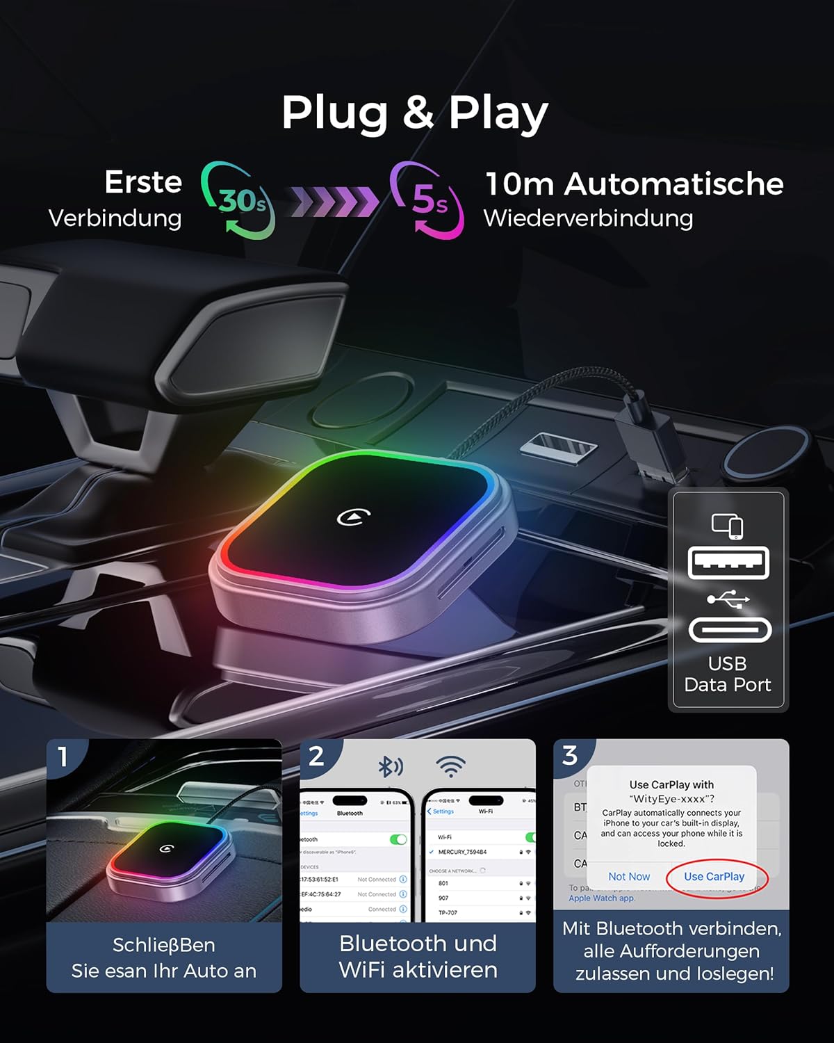 CarPlay e Android Auto Wireless Adattatore 2 in 1 - immagine 5