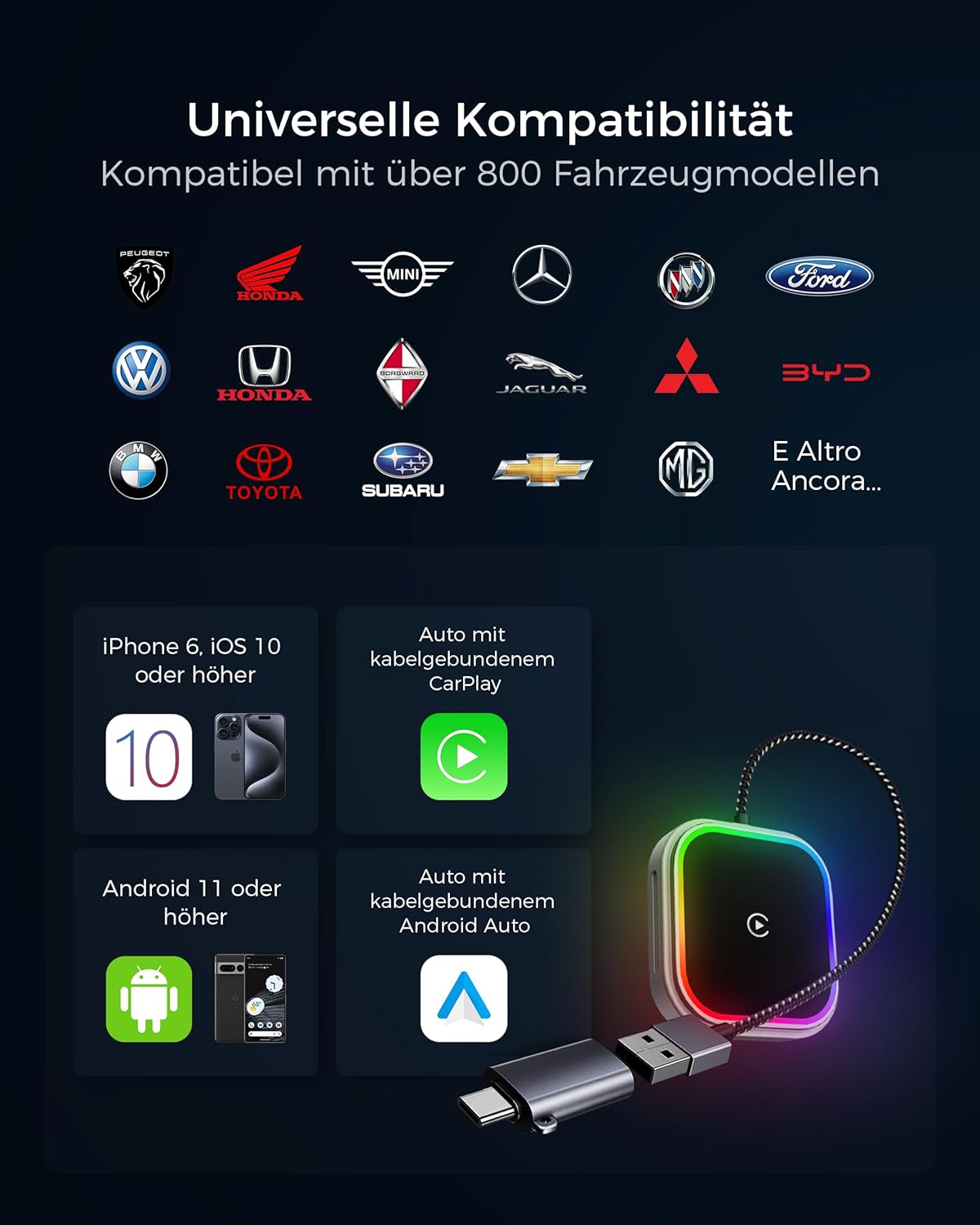 CarPlay e Android Auto Wireless Adattatore 2 in 1 - immagine 6