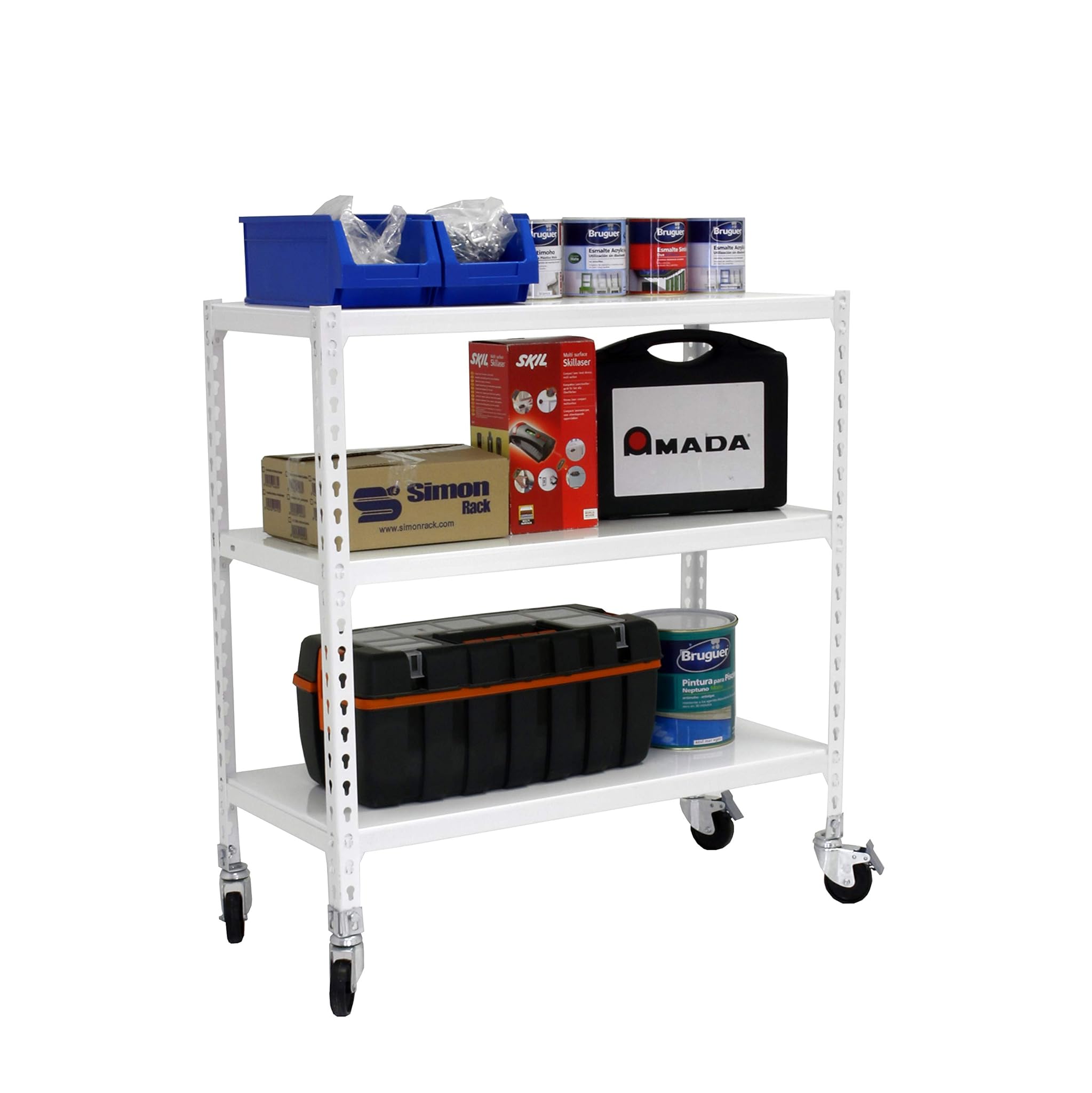 Simon Rack Scaffale Metallo Garage 3 Ripiani 75kg, Bianco