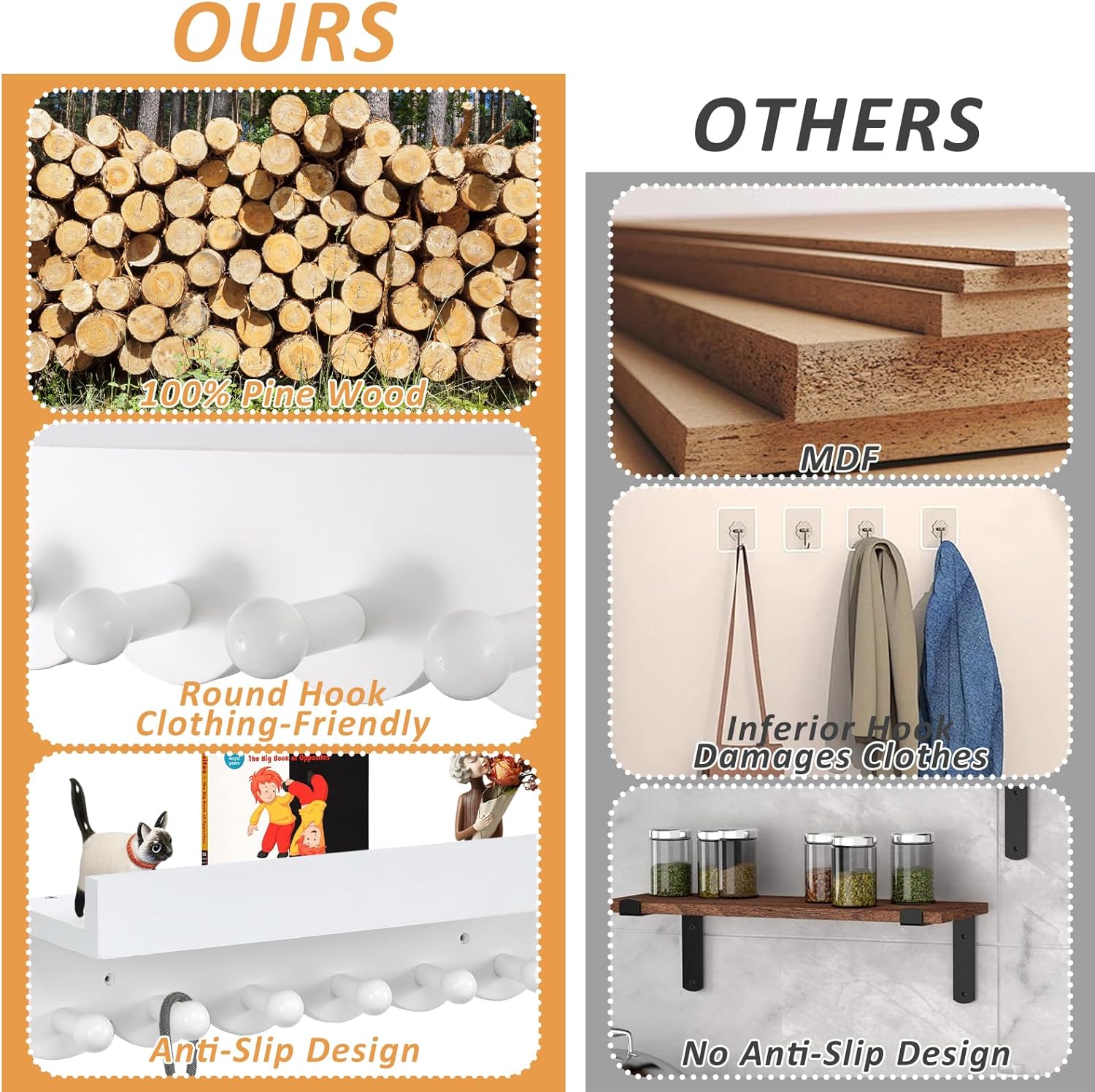 Rainmae Mensole per Libri da Parete 40cm, Set da 3 - immagine 4