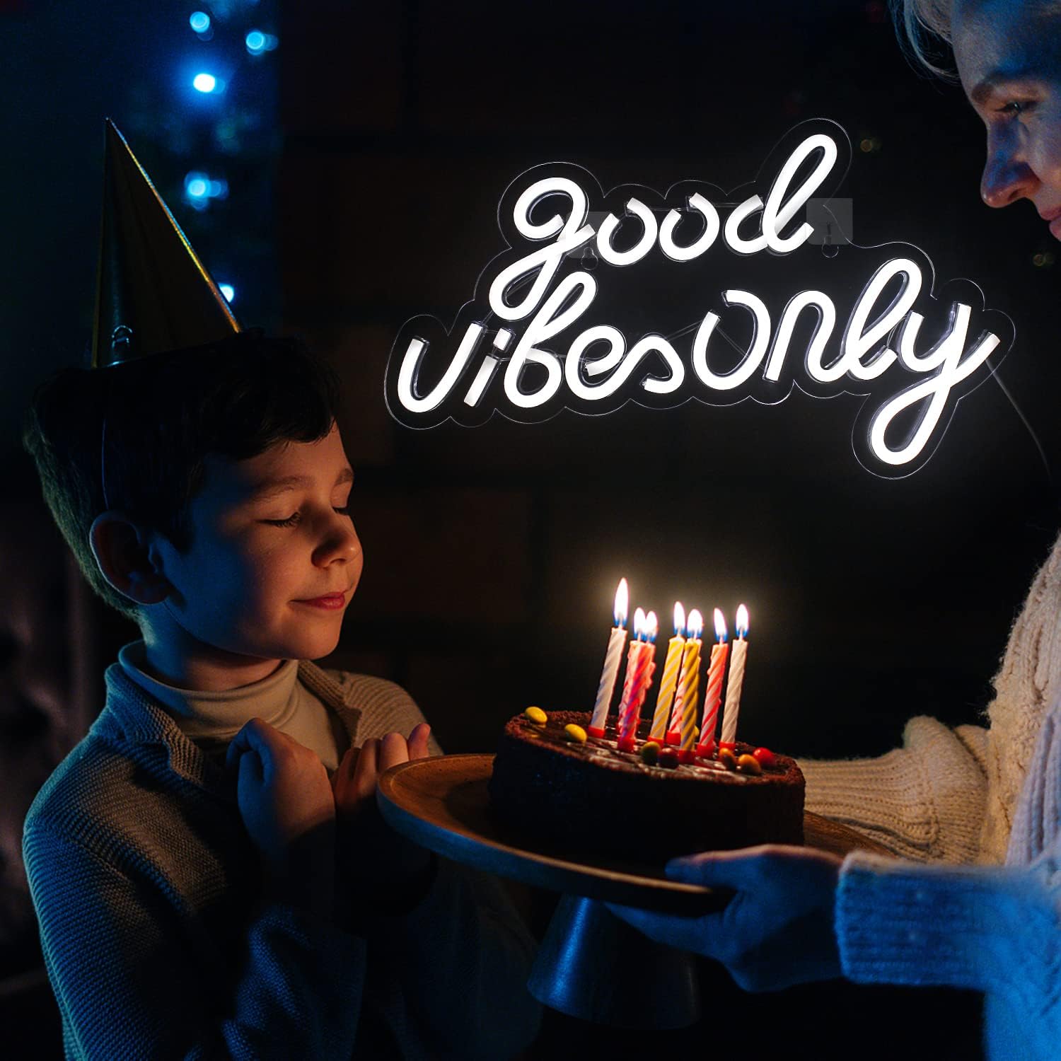 Good Vibes Only Insegna al Neon Bianca LED 16,5"X9" - immagine 6