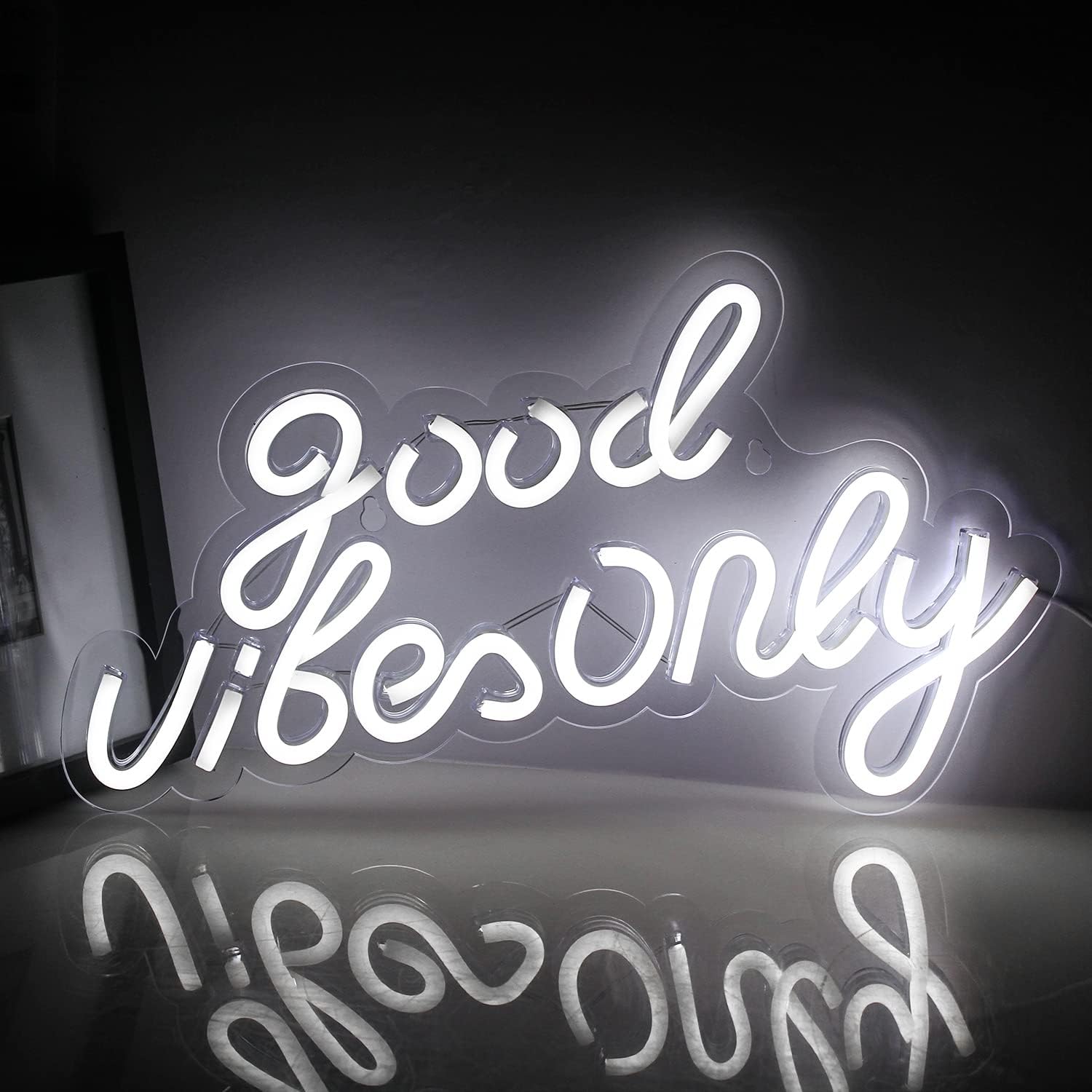 Good Vibes Only Insegna al Neon Bianca LED 16,5"X9" - immagine 7