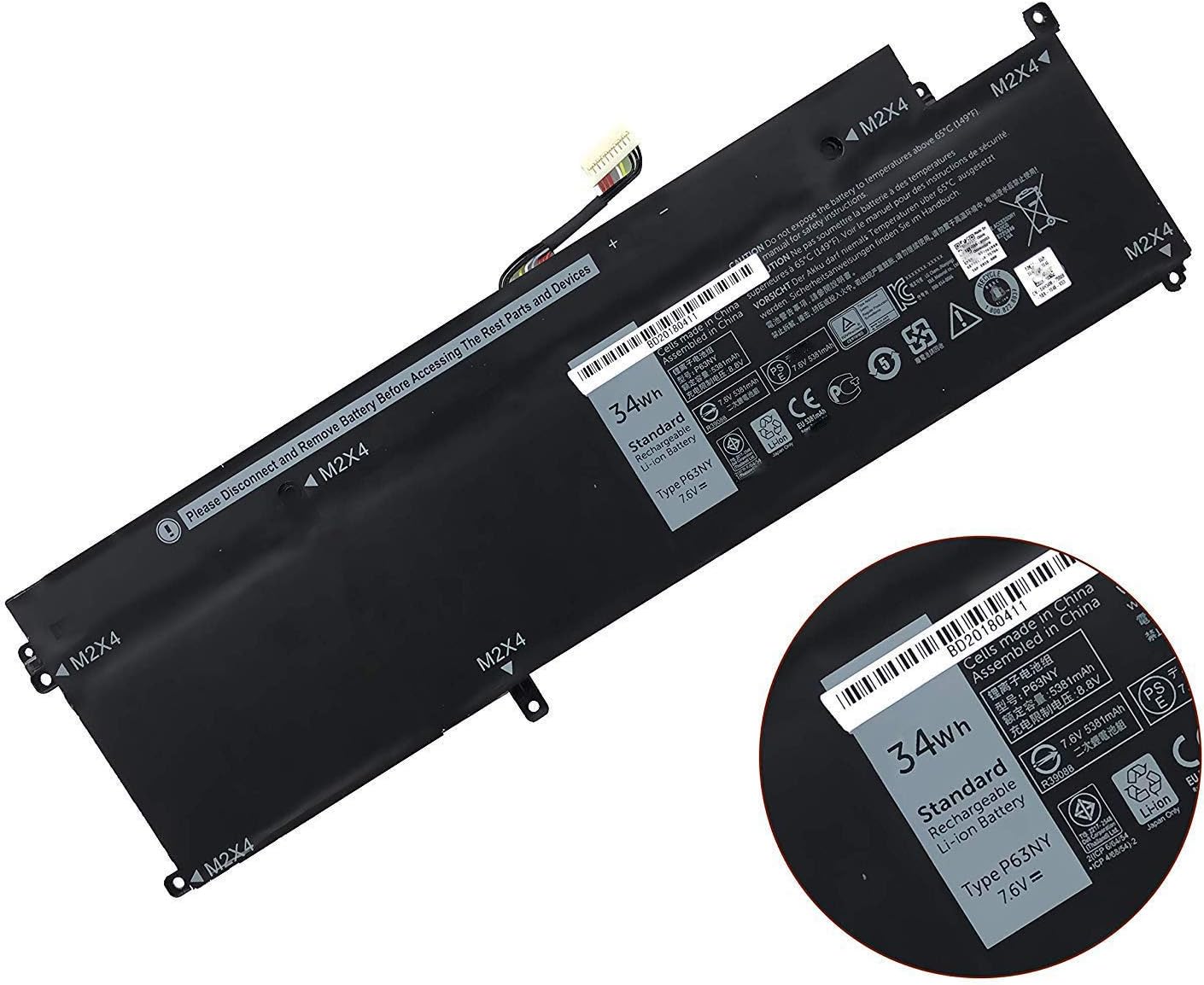 Batteria XCNR3 WY7CG per Dell Latitude 13 7370 Ultrabook - immagine 4