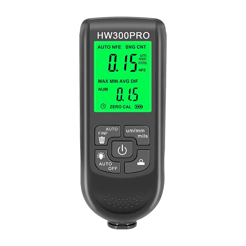 QUMOX Spessimetro digitale per rivestimento, misuratore di spessore portatile, funzione di spegnimento automatico, gamma da 0 a 2000 UM, strumento di misurazione per rivestimento per auto e