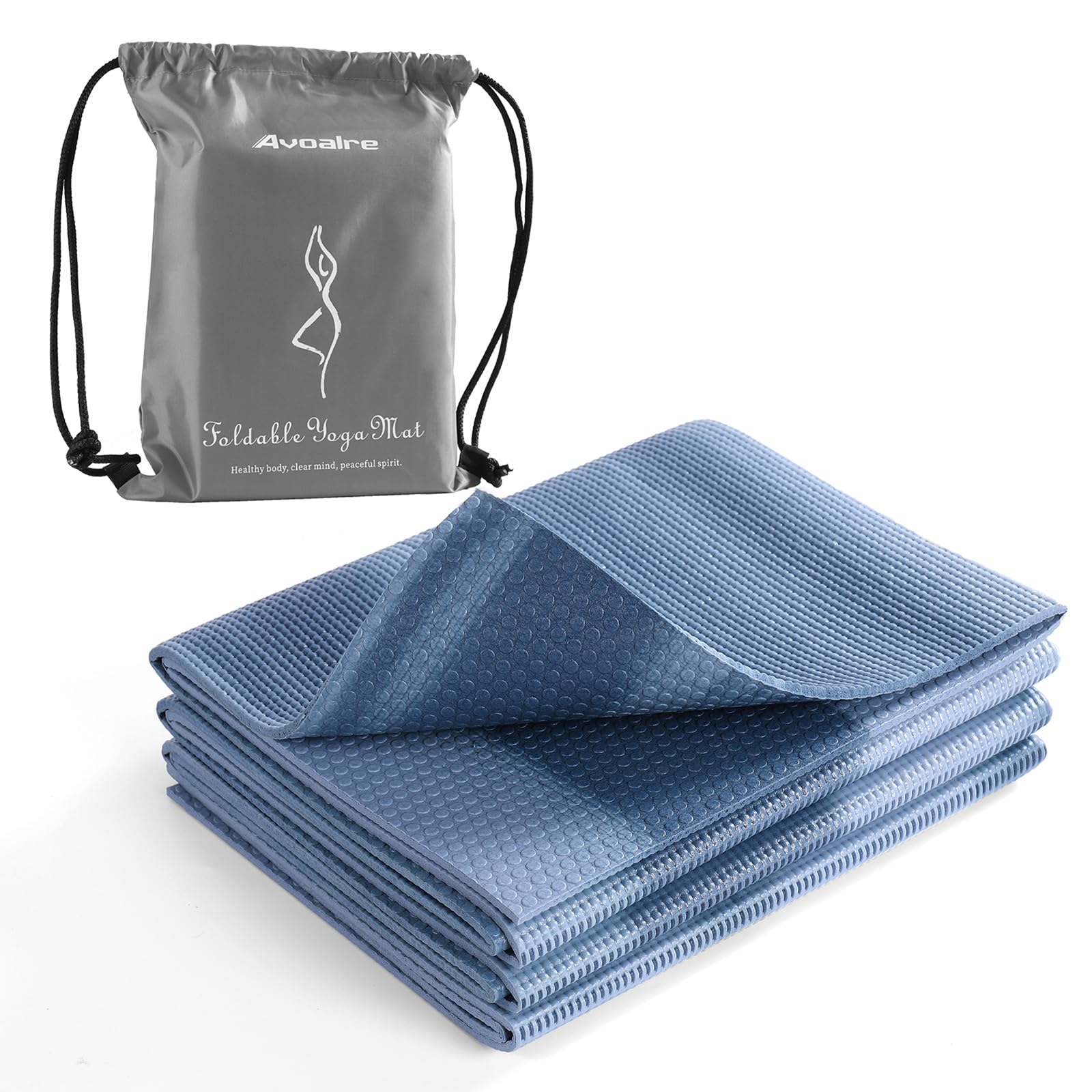 Avoalre Tappetino Yoga Antiscivolo Pieghevole, Tappetino Yoga da Viaggio Portatile in PVC Spesso 5mm Impermeabile per Fitness Esercizio Pilates Sport, 173x61CM