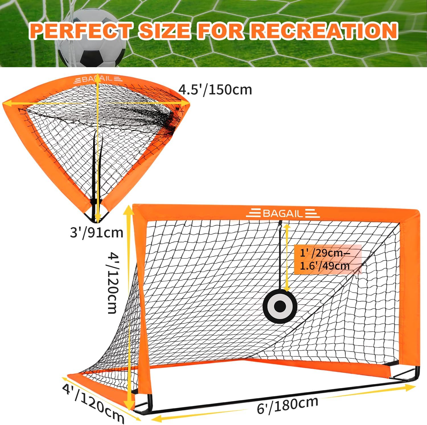 Bagail Football Goal - Rete da Calcio Pop-up - immagine 2
