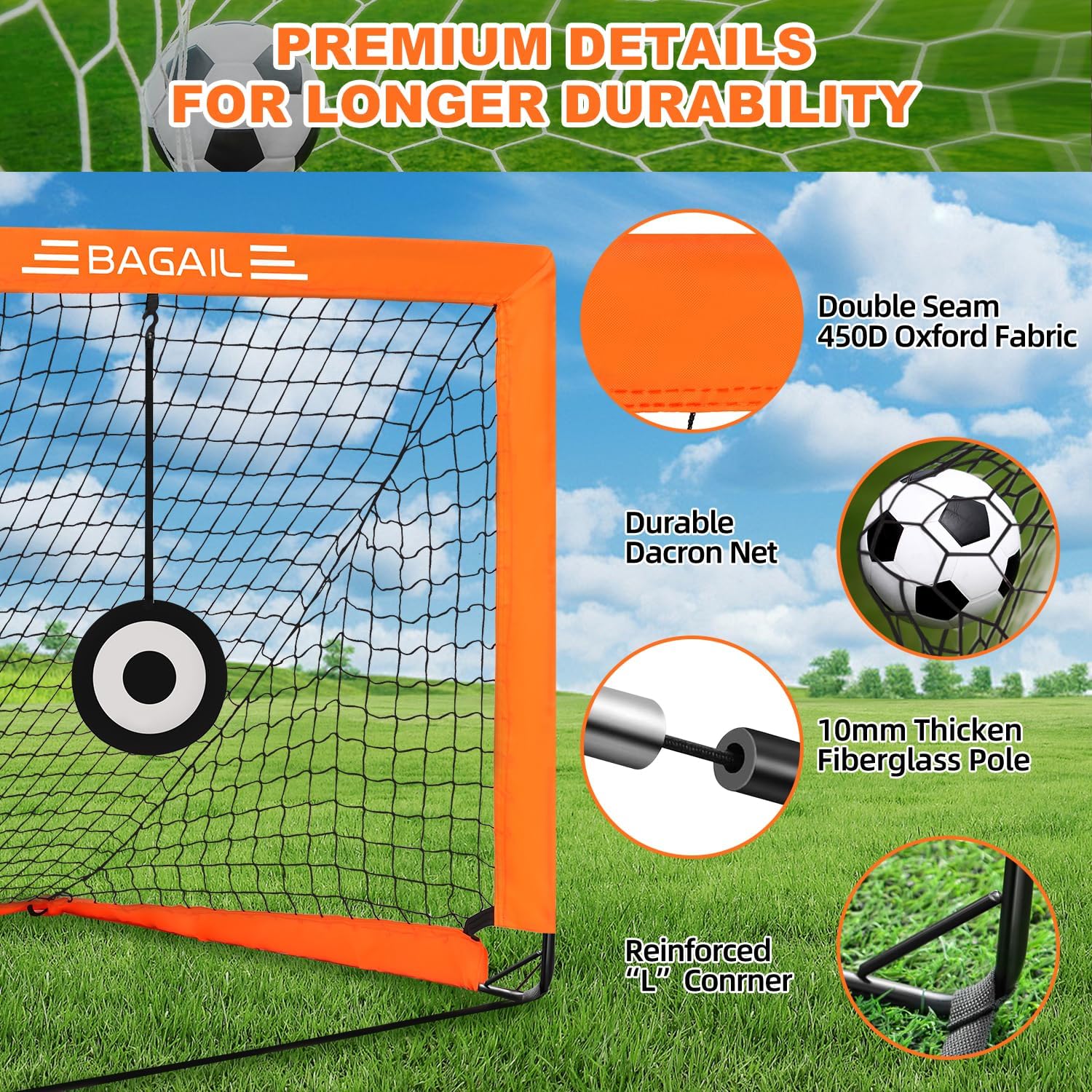Bagail Football Goal - Rete da Calcio Pop-up - immagine 4