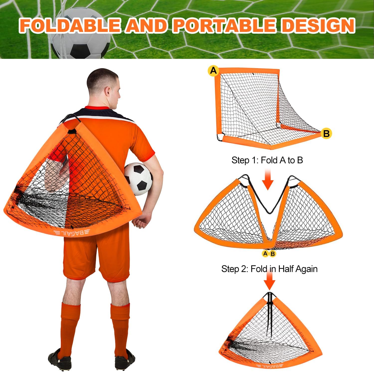Bagail Football Goal - Rete da Calcio Pop-up - immagine 5