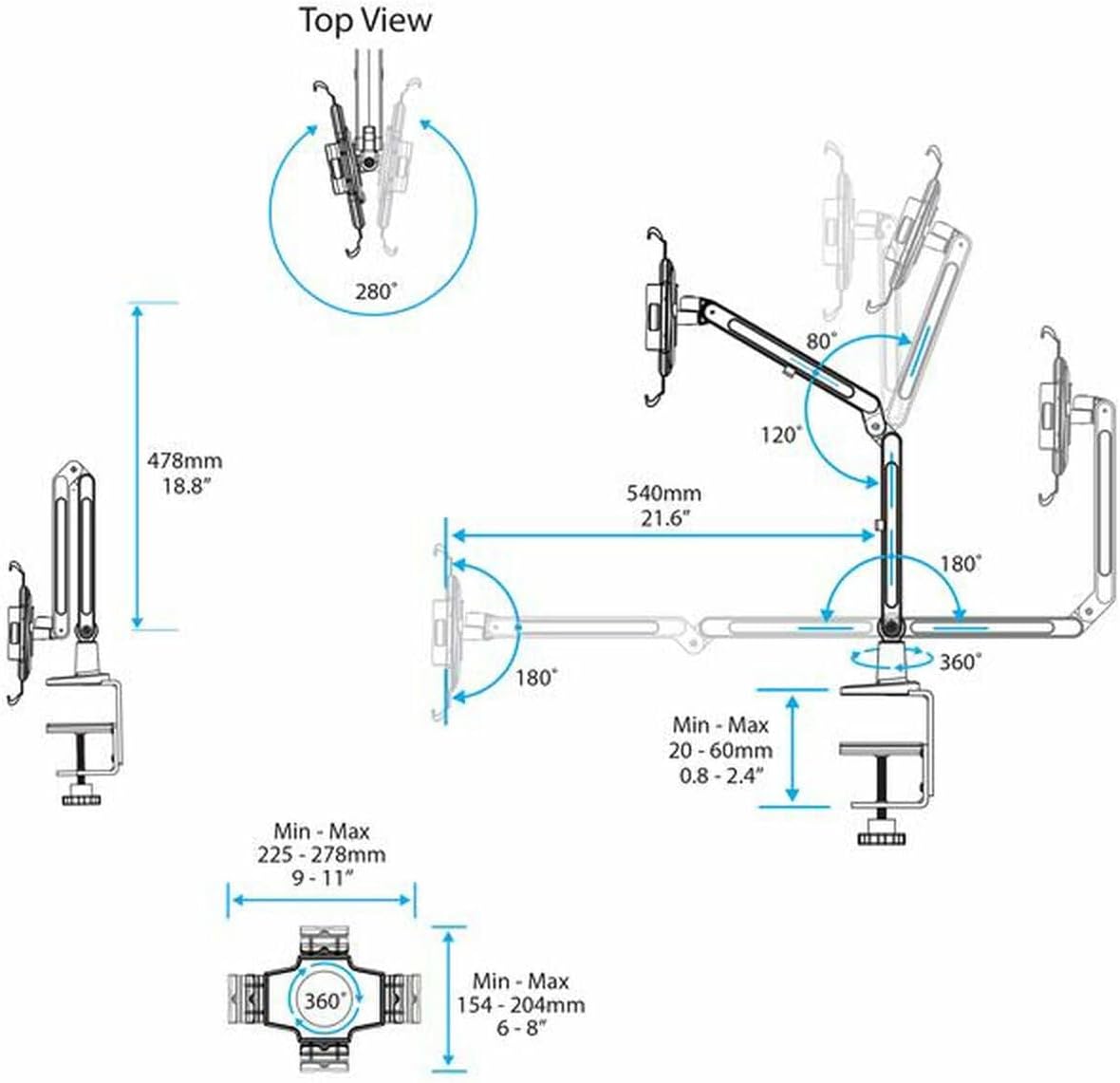 Startech.com Supporto da Scrivania per Tablet 9"-11", Bianco - immagine 3