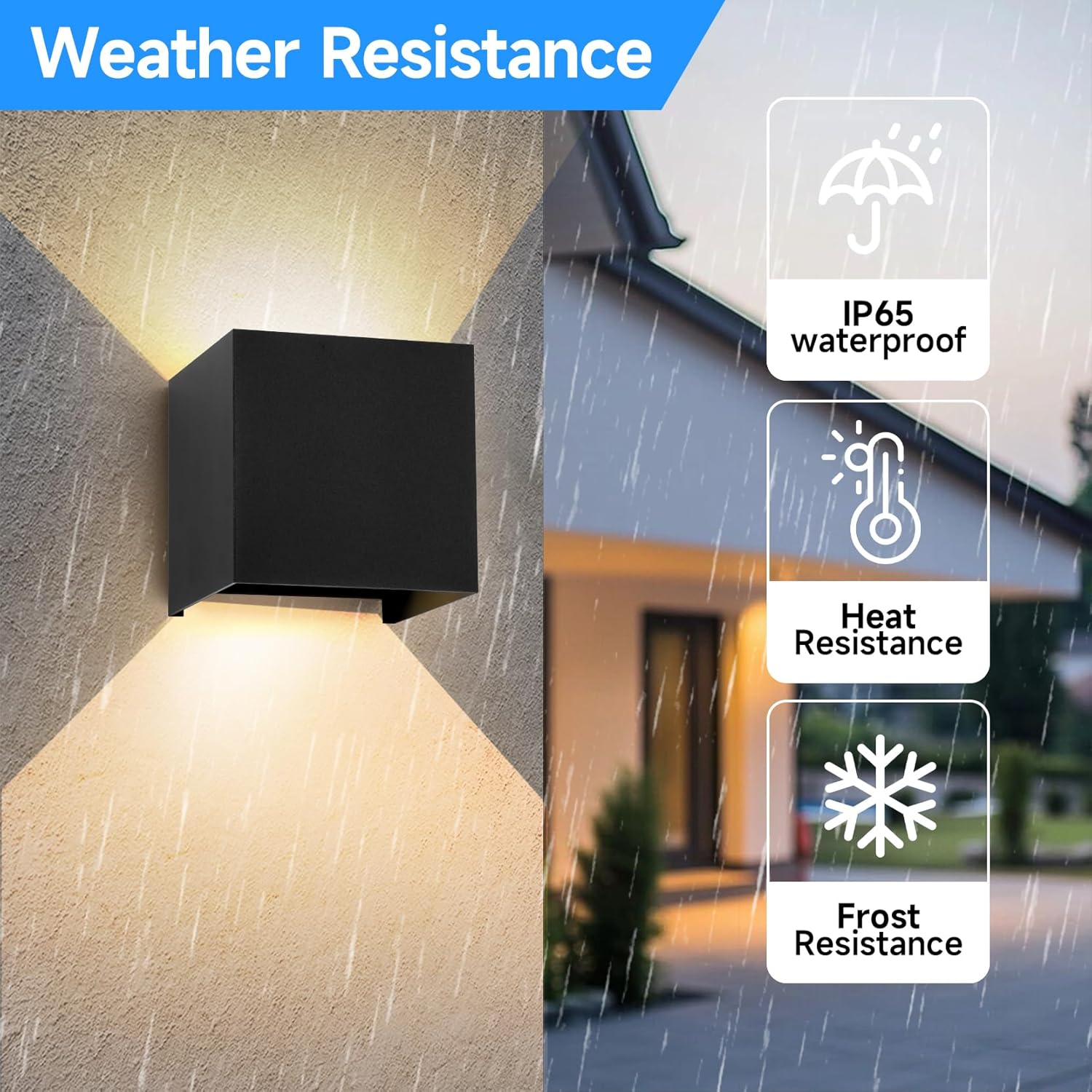 Applique da Parete Interno/Esterno 9W, 4 Pezzi - immagine 3