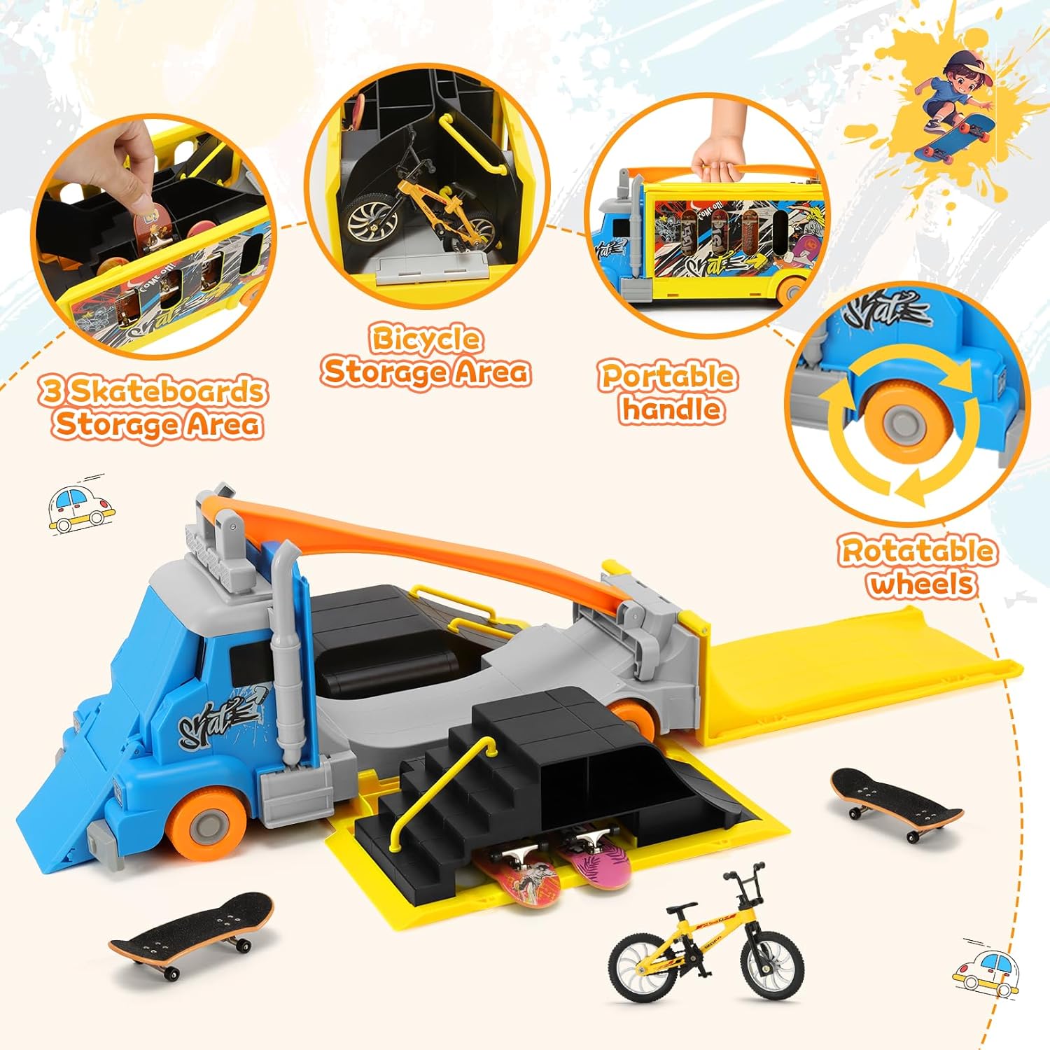 Tlater Set Rampe Skateboard da Dito 2 in 1 - immagine 7