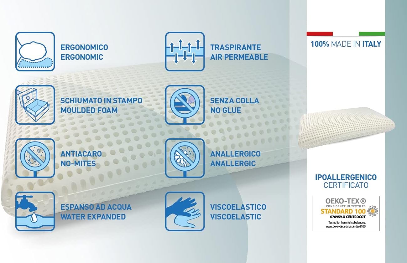 Dmora Set 2 Guanciali Bovino 70x40 h16 cm, Bianco - immagine 3