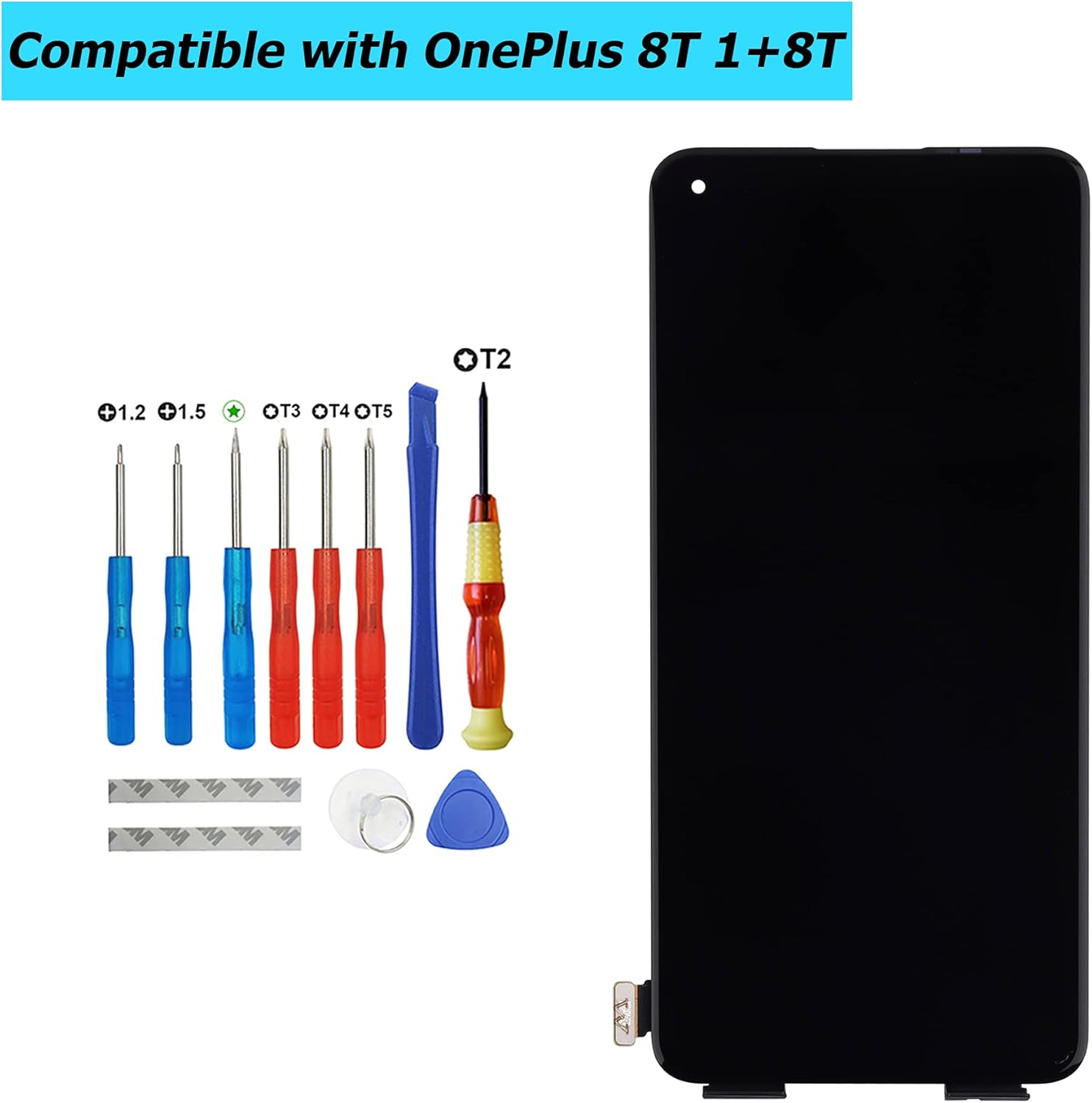 Display Fluid AMOLED compatibile OnePlus 8T / 9R, Nero - immagine 3