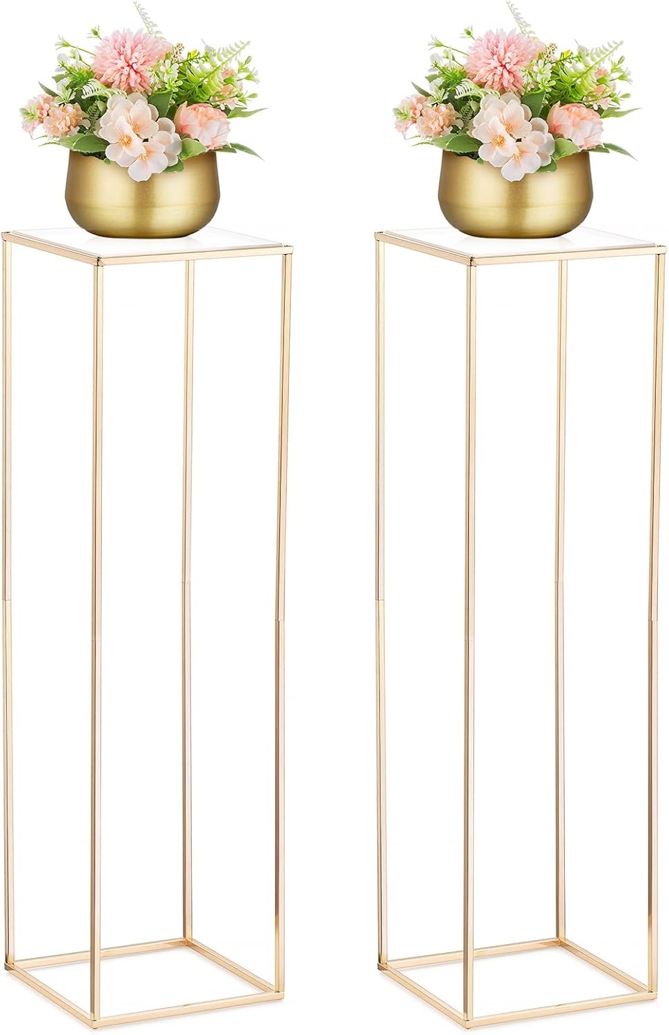 Nuptio Vaso Oro Centrotavola Matrimonio 100cm, 2 Pezzi