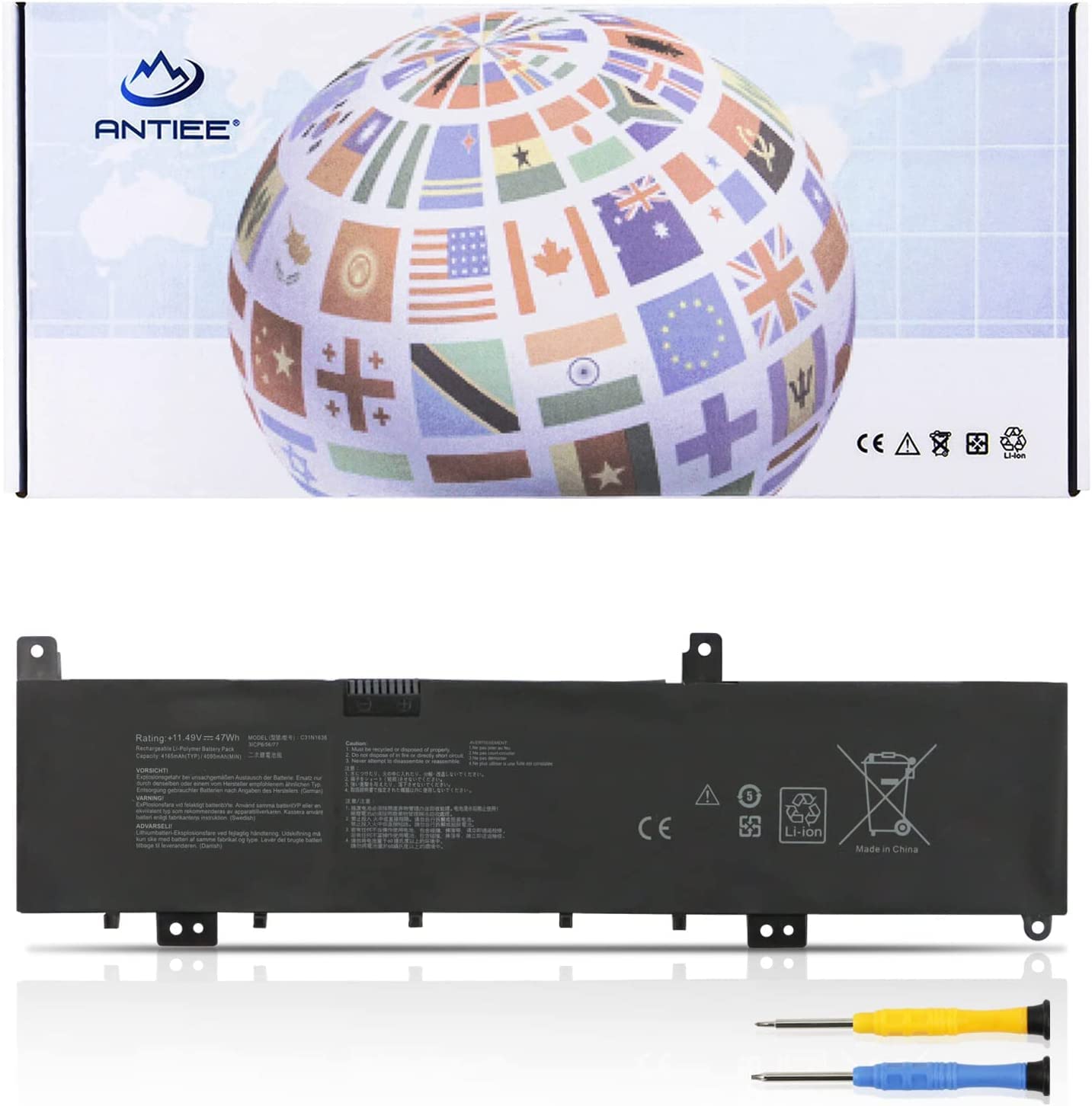 Antiee Batteria C31N1636 per ASUS VivoBook PRO 15