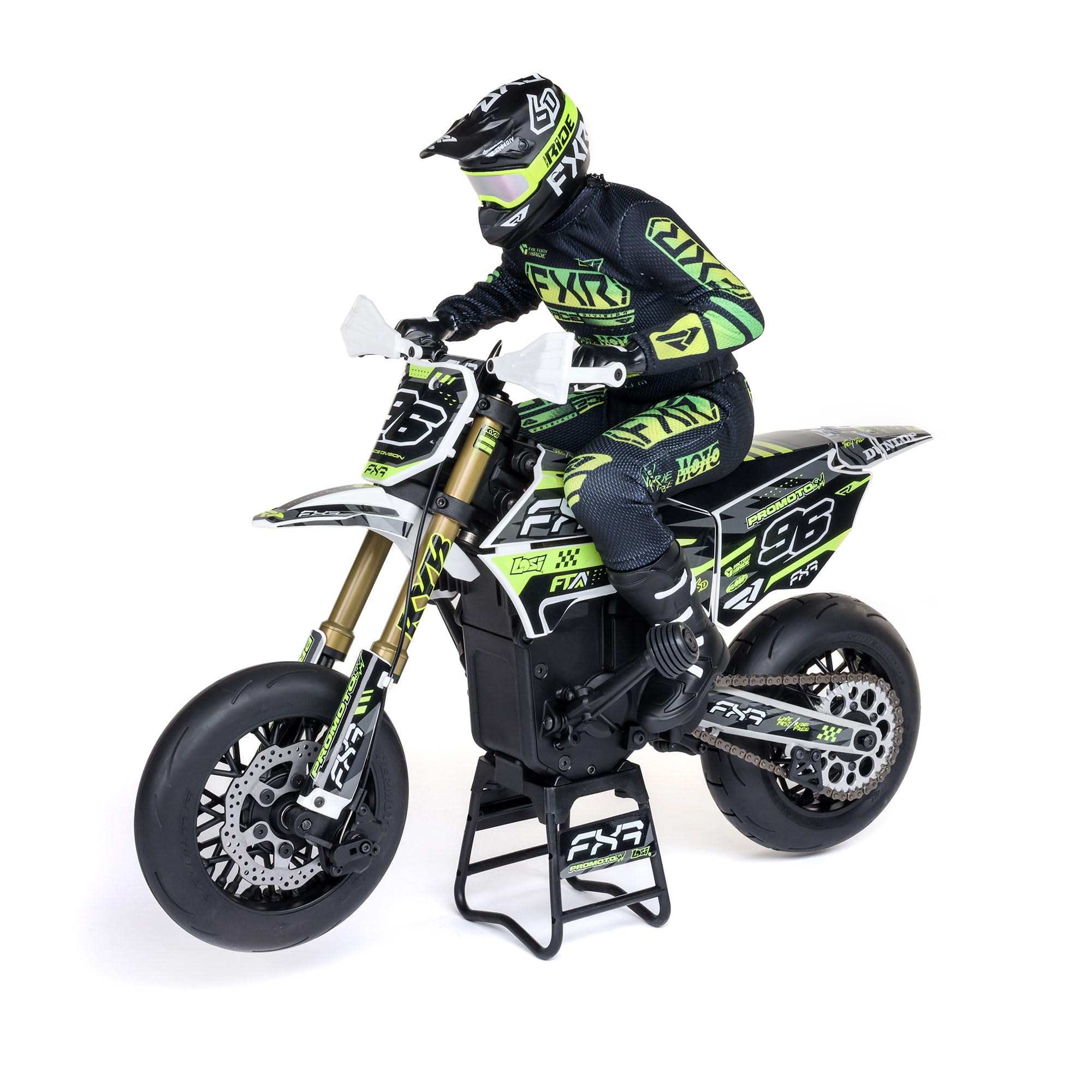 LOSI 1/4 Promoto-SM FXR Supermoto Moto telecomandata RTR con volano Stabi ammortizzatore 3 modalità di guida senza brushless trasmissione a catena frizione senza batteria e caricatore