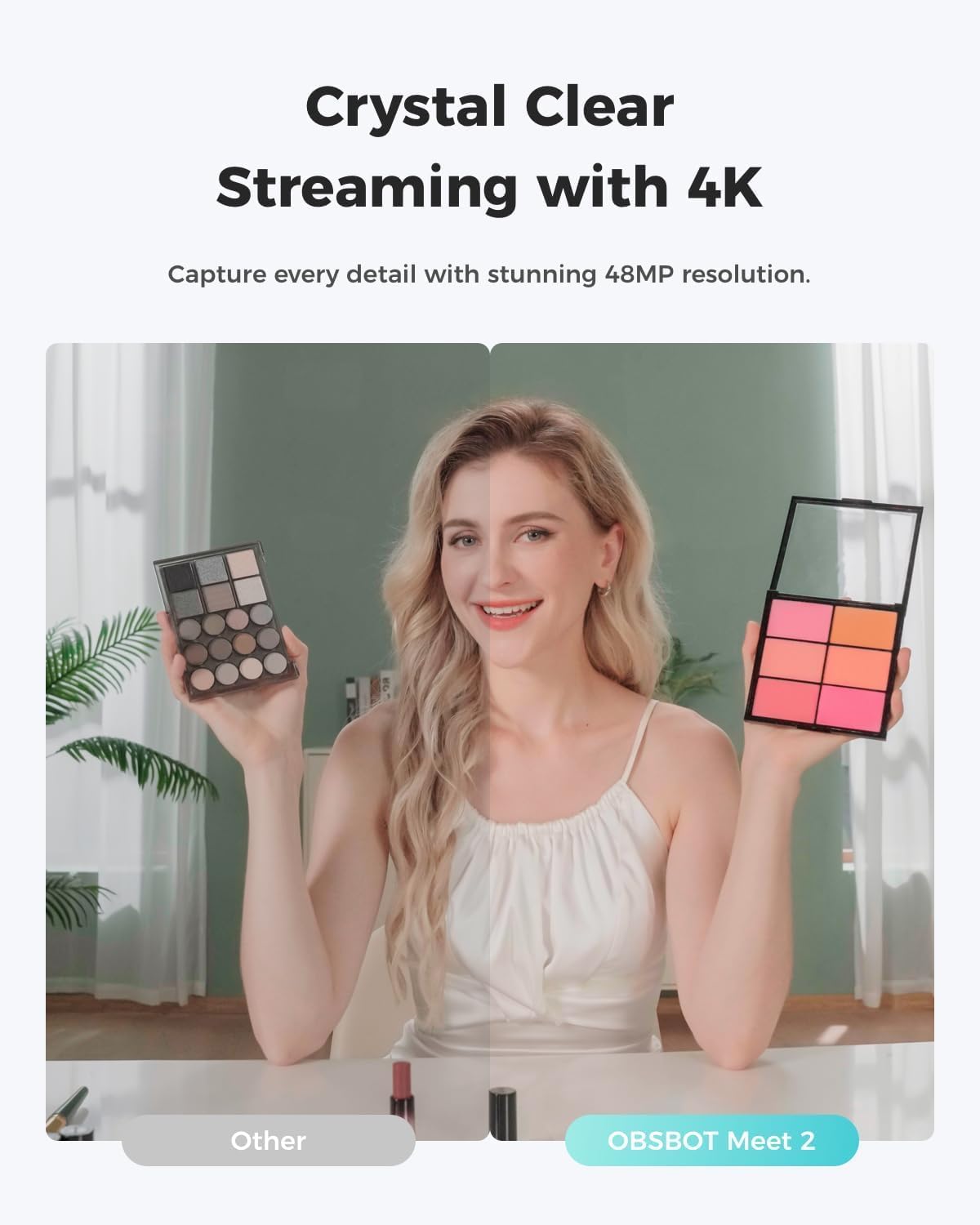 Obsbot Meet 2 Ultra HD 4K Streaming Webcam, Weiß - immagine 2