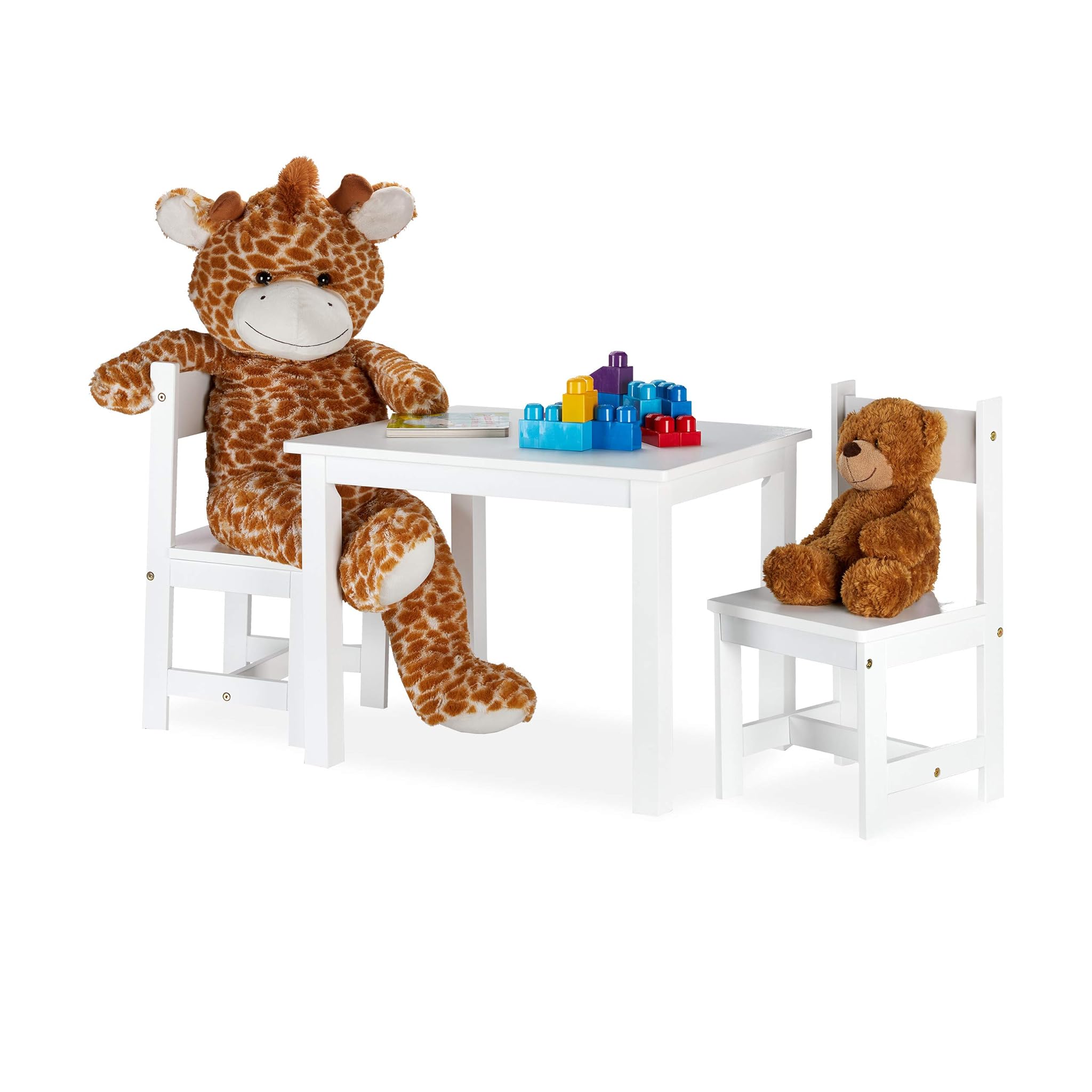 Relaxdays Set Tavolino e Sedie per Bambini, Bianco