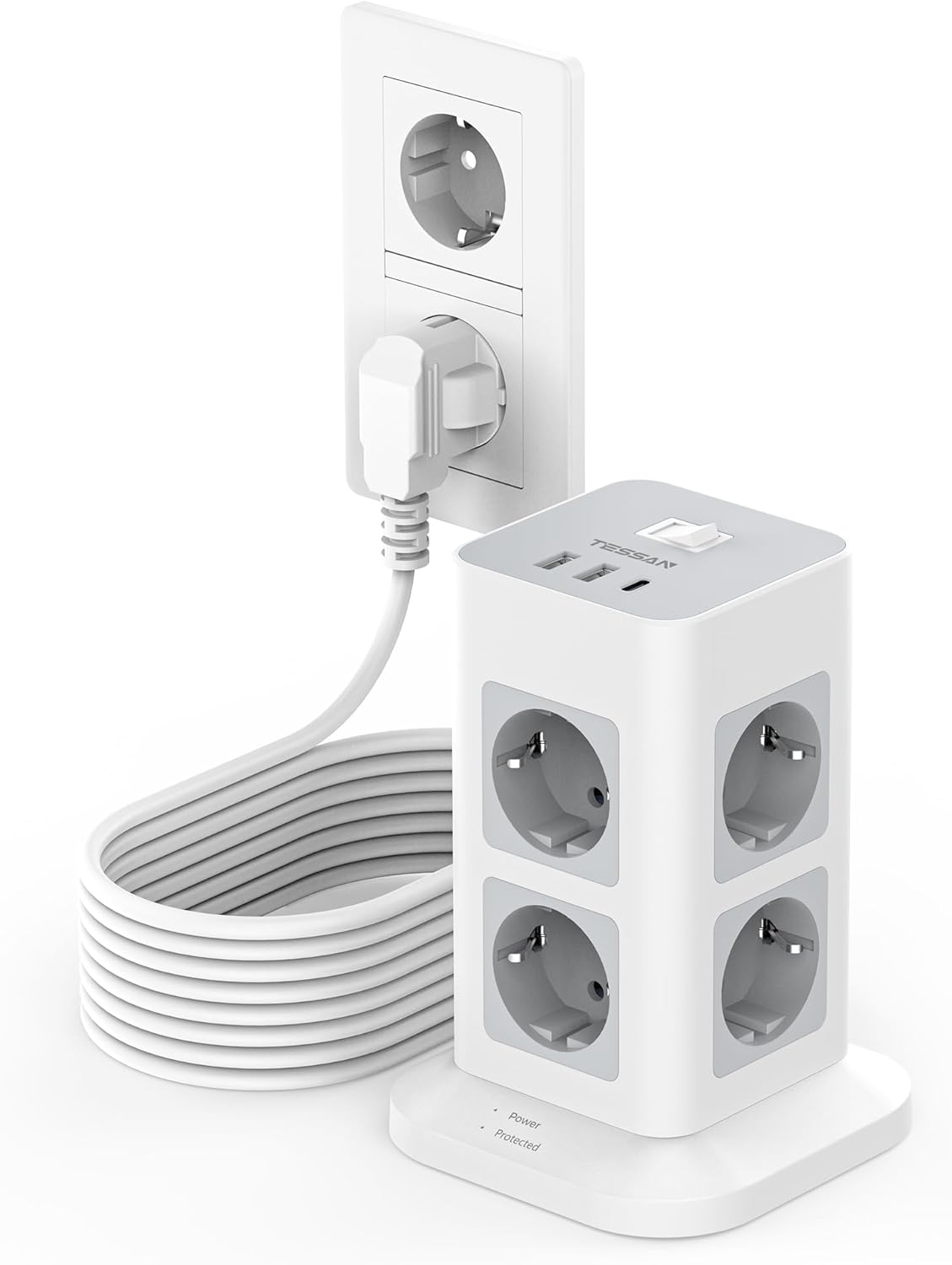 Tessan Ciabatta Multipresa Verticale 8 Prese 3 USB - immagine 1