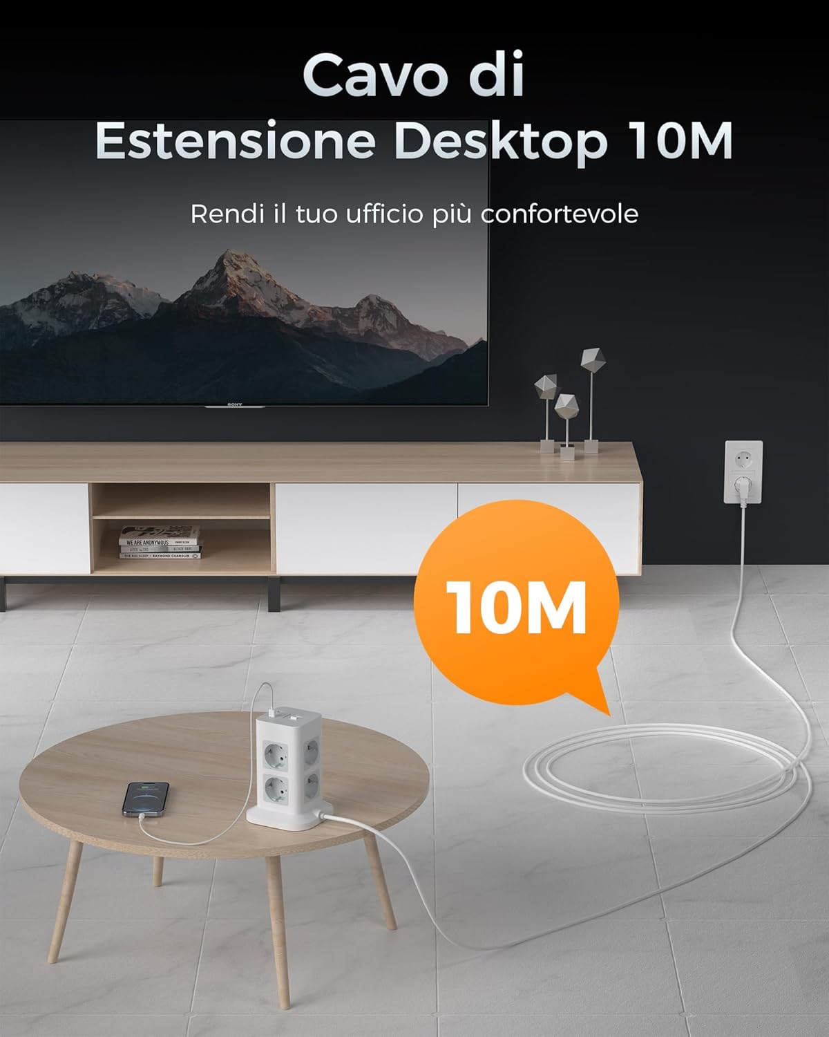 Tessan Ciabatta Multipresa Verticale 8 Prese 3 USB - immagine 6