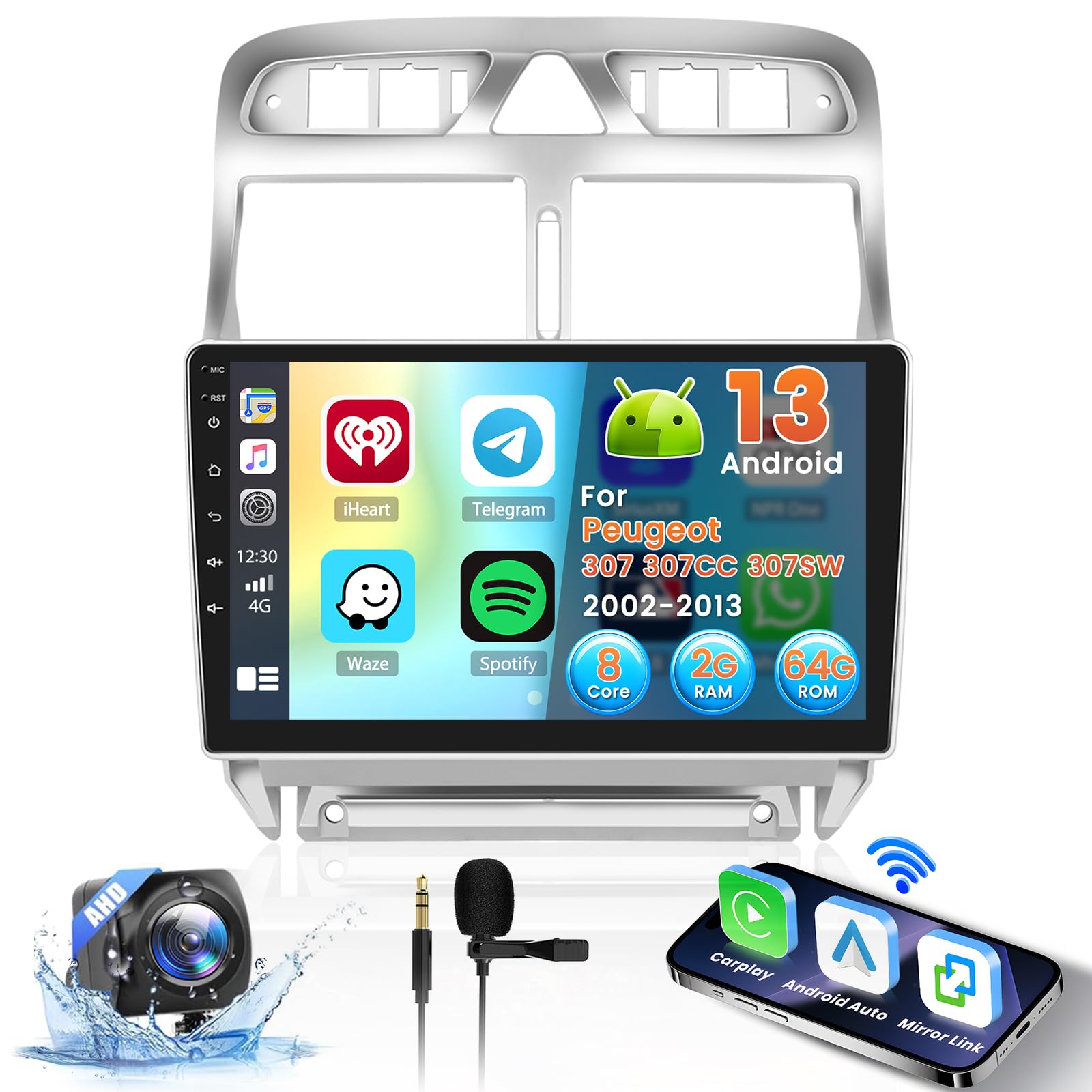 Inefala Autoradio Android 13 per Peugeot 307 9"